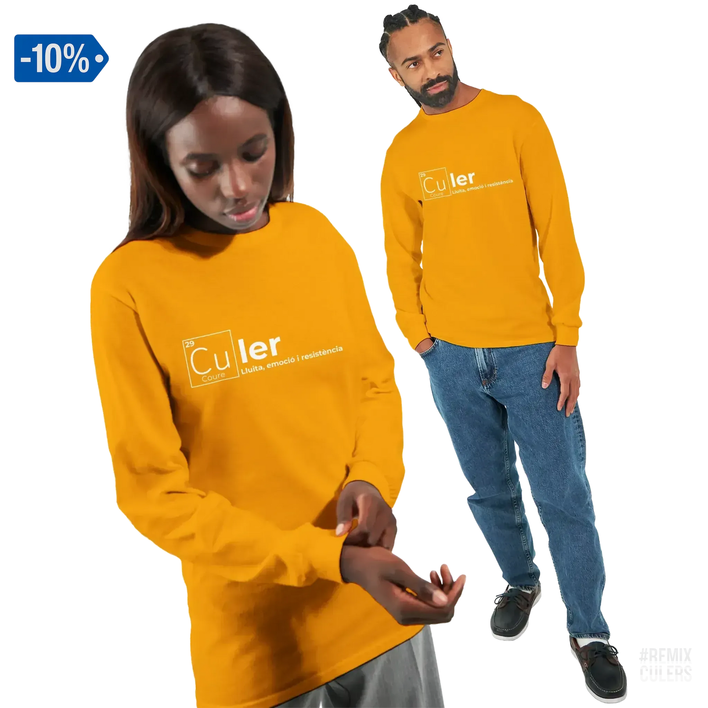 Camiseta de manga larga unisex - QUÍMICA CULER Oro – Print Material Científicament Culer merch FCB Barça culers blaugrana ciència i futbol passió | remixculers