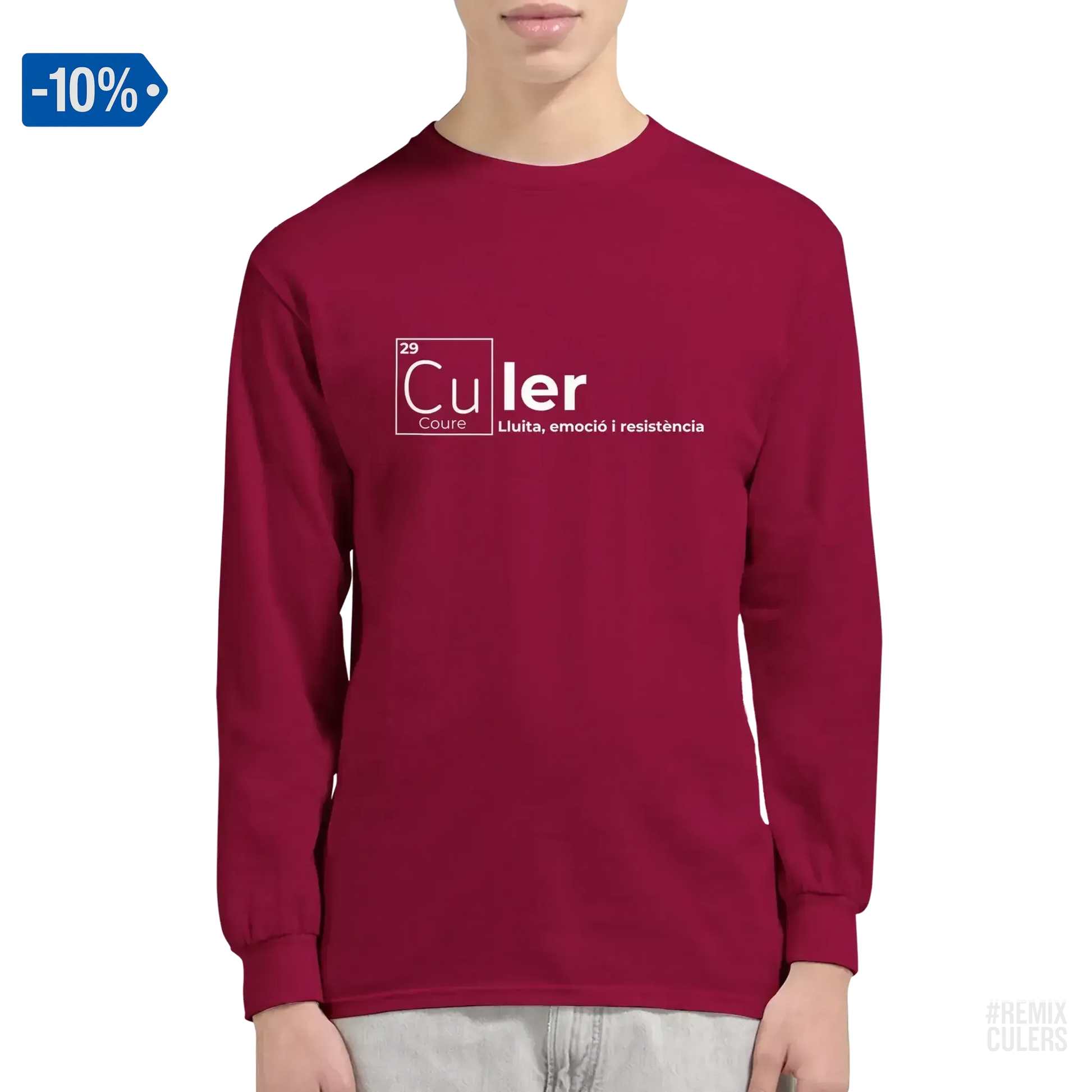 Camiseta de manga larga unisex - QUÍMICA CULER Rosa claro – Print Material Científicament Culer merch FCB Barça culers blaugrana ciència i futbol passió | remixculers