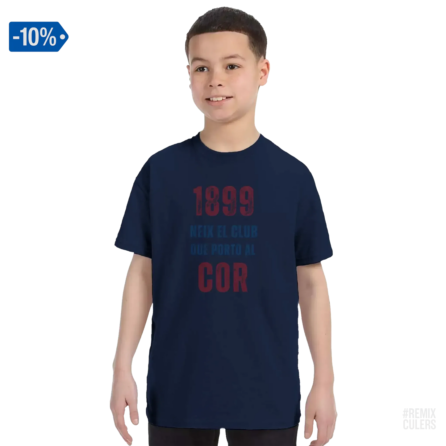 Camiseta infantil - 1899 Azul marino – Print Material 1899 neix el club que porto al cor merch FCB Barça culers blaugrana història fundació orgull identitat futbol | remixculers