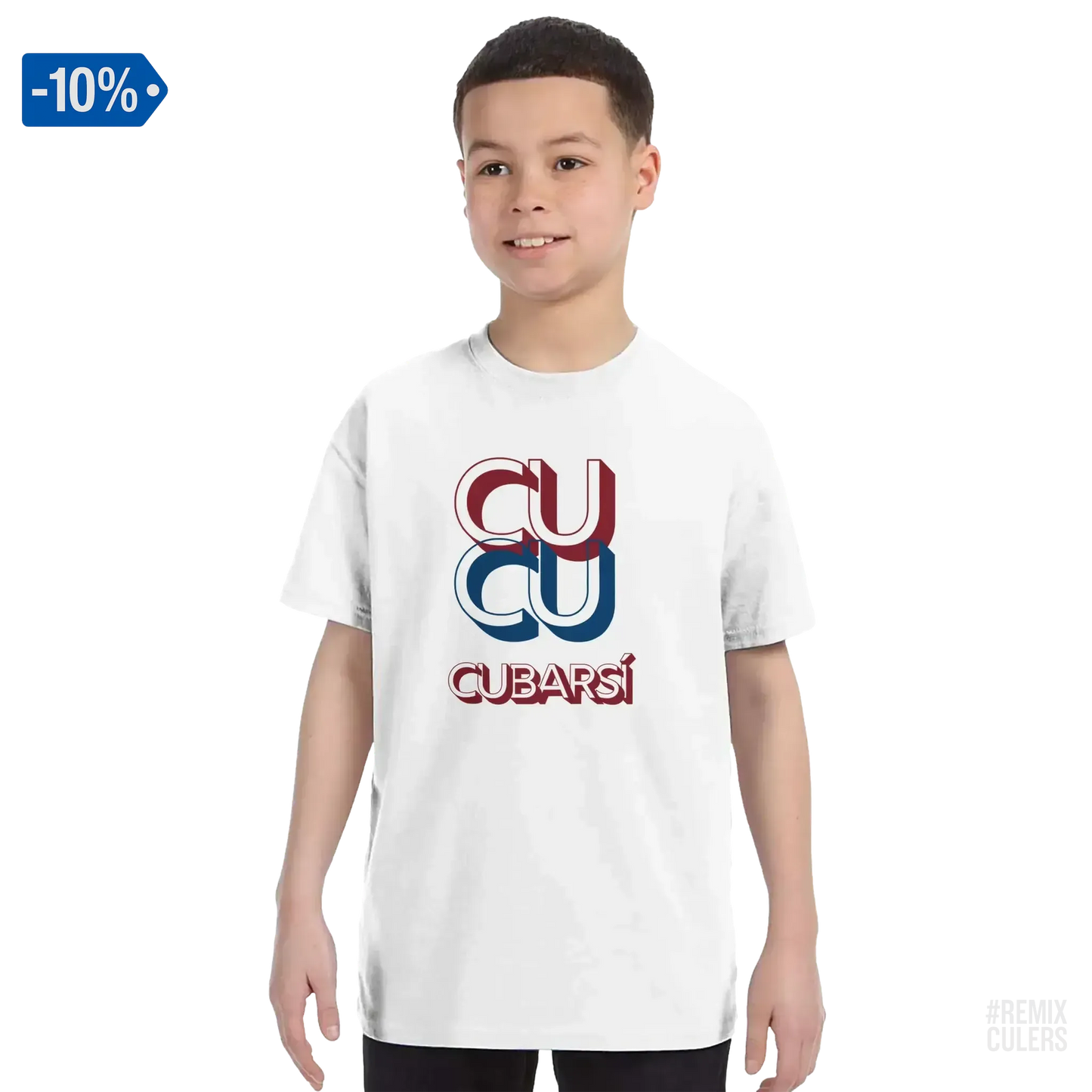 Camiseta infantil - CUCU CUBARSÍ Blanco – Print Material Cu-Cu Cubarsí merch Pau Cubarsí FCB Barça culers blaugrana Masia joven promesa defensa futbol | remixculers