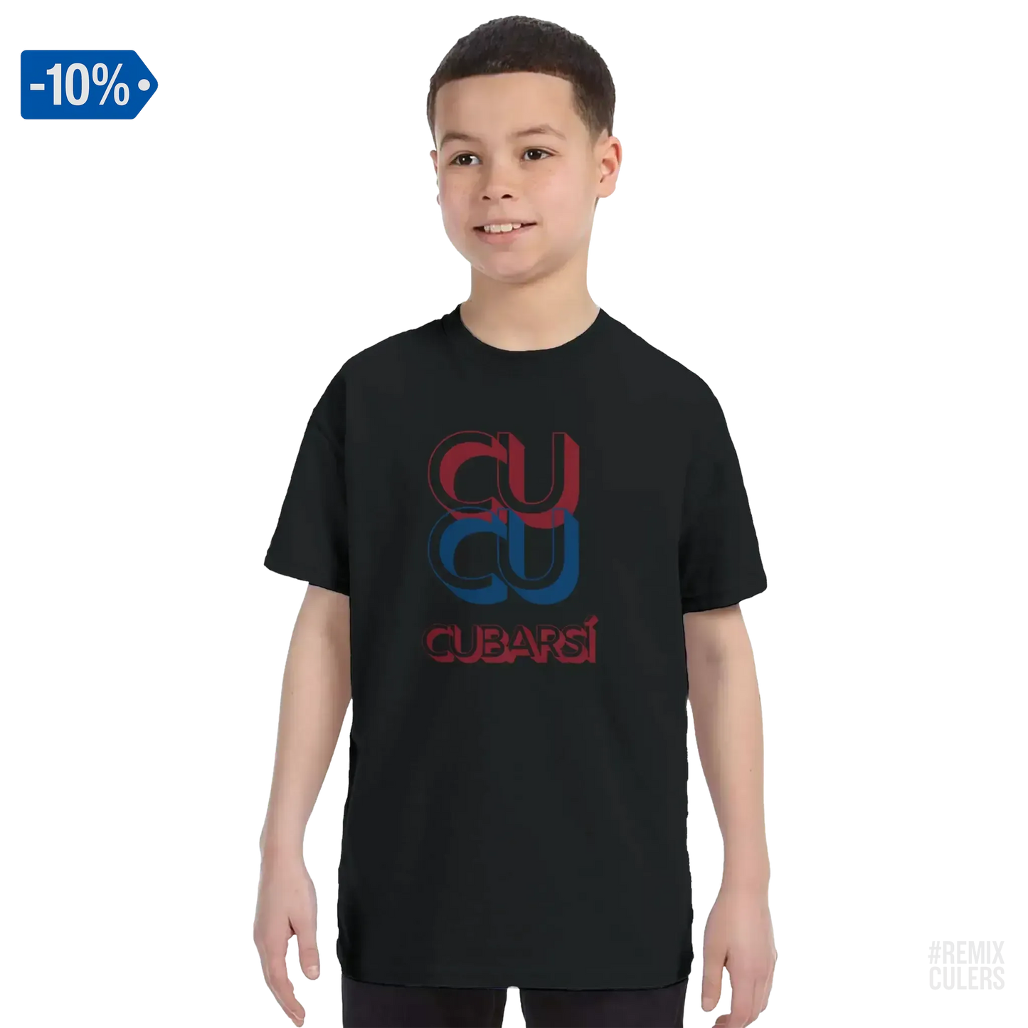Camiseta infantil - CUCU CUBARSÍ Negro – Print Material Cu-Cu Cubarsí merch Pau Cubarsí FCB Barça culers blaugrana Masia joven promesa defensa futbol | remixculers