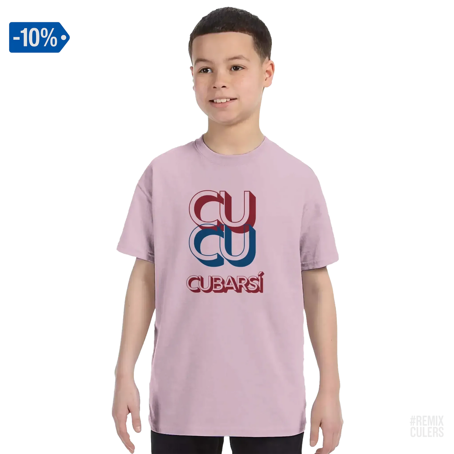 Camiseta infantil - CUCU CUBARSÍ Rosa claro – Print Material Cu-Cu Cubarsí merch Pau Cubarsí FCB Barça culers blaugrana Masia joven promesa defensa futbol | remixculers