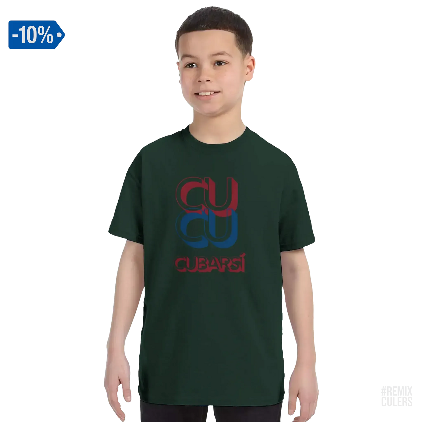 Camiseta infantil - CUCU CUBARSÍ Verde militar – Print Material Cu-Cu Cubarsí merch Pau Cubarsí FCB Barça culers blaugrana Masia joven promesa defensa futbol | remixculers