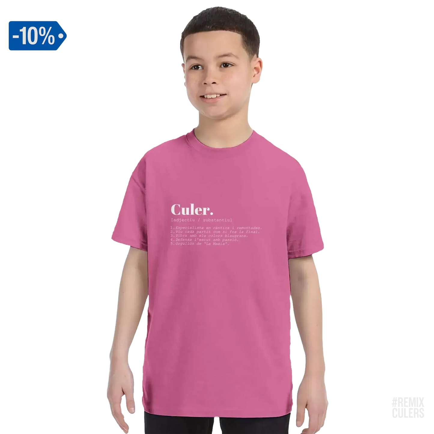 Camiseta infantil - DICCIONARIO "CULER" Rosa – Print Material Diccionari Culer merch FCB Barça culers blaugrana frases cultura futbol | remixculers