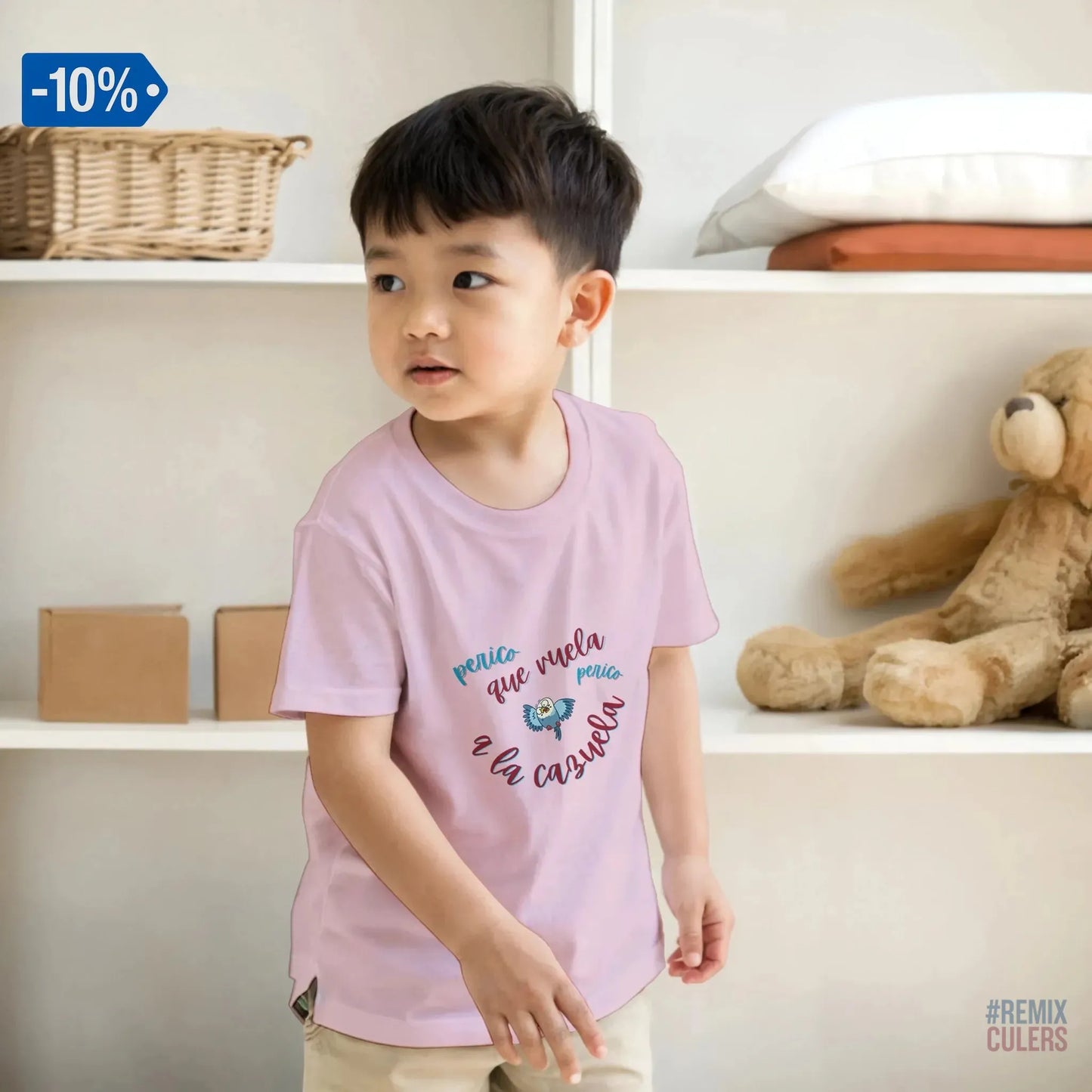 Camiseta infantil - PERICO QUE... Rosa claro – Print Material merch FCB Barça culer culers blaugrana español perico rival futbol | remixculers