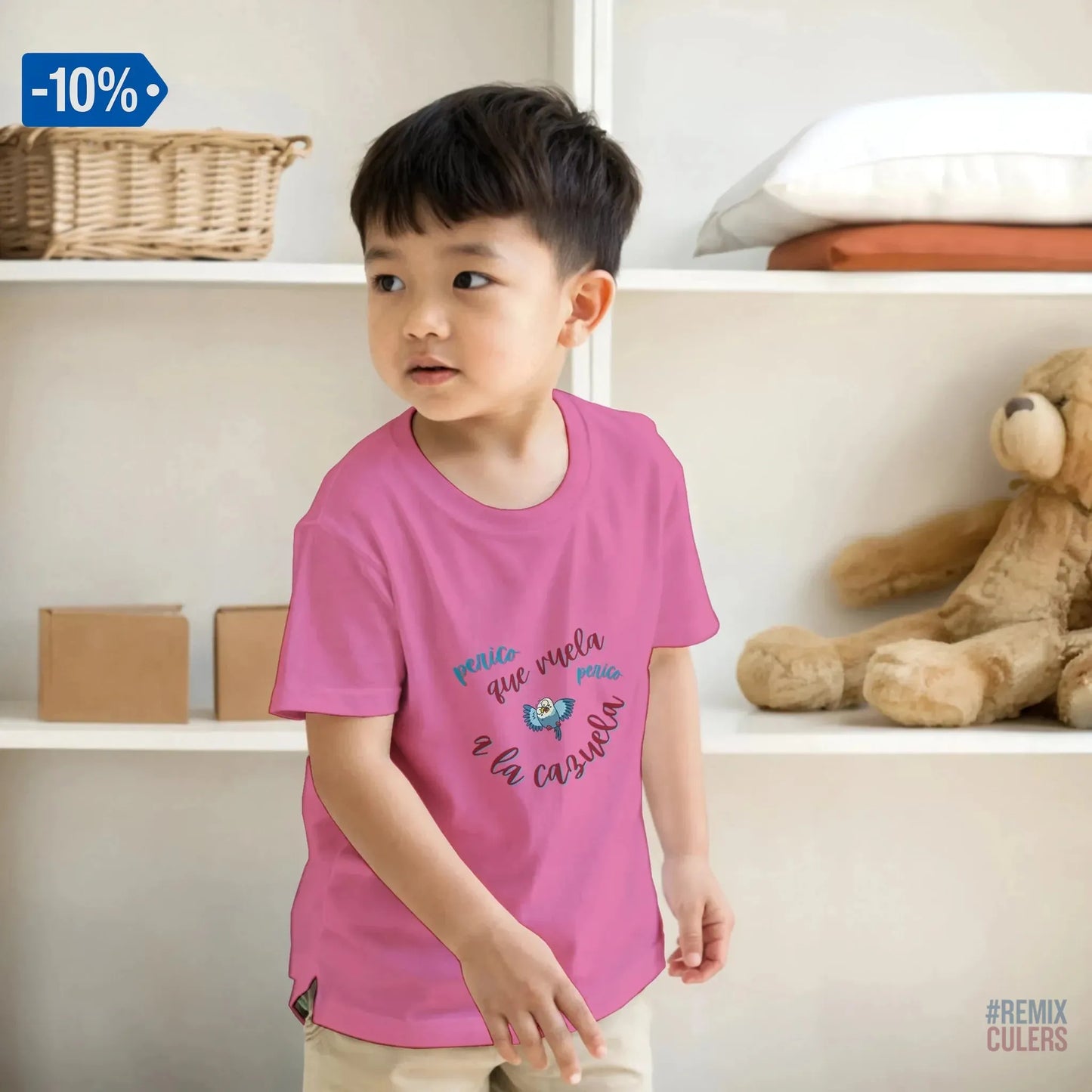 Camiseta infantil - PERICO QUE... Rosa – Print Material merch FCB Barça culer culers blaugrana español perico rival futbol | remixculers