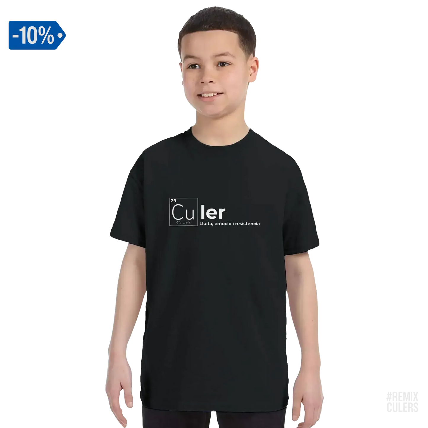 Camiseta infantil - QUÍMICA CULER Negro – Print Material Científicament Culer merch FCB Barça culers blaugrana ciència i futbol passió | remixculers