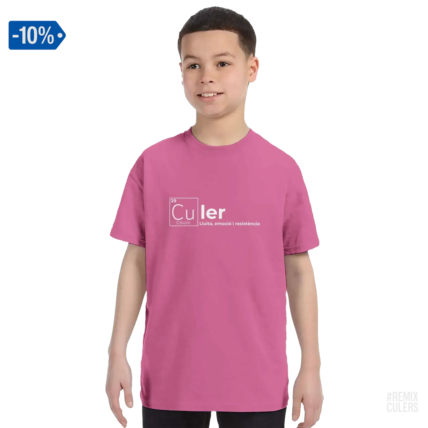 Camiseta infantil - QUÍMICA CULER Rosa – Print Material Científicament Culer merch FCB Barça culers blaugrana ciència i futbol passió | remixculers