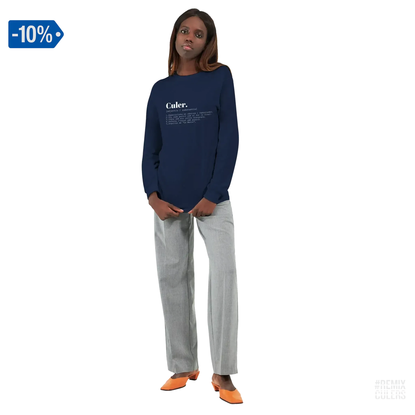 Camiseta larga unisex - DICCIONARIO "CULER" Azul marino – Print Material Diccionari Culer merch FCB Barça culers blaugrana frases cultura futbol | remixculers