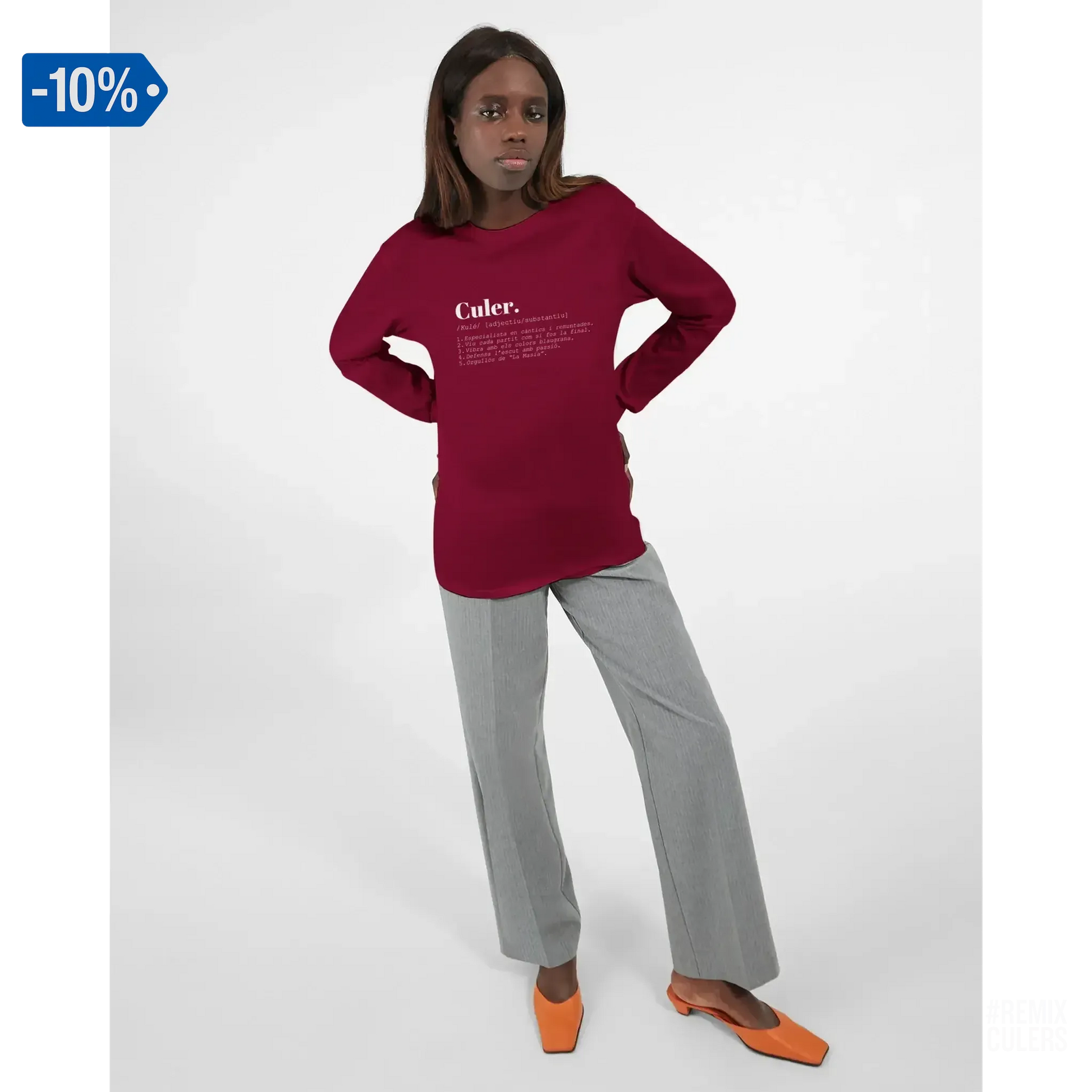 Camiseta larga unisex - DICCIONARIO "CULER" Rosa claro – Print Material Diccionari Culer merch FCB Barça culers blaugrana frases cultura futbol | remixculers