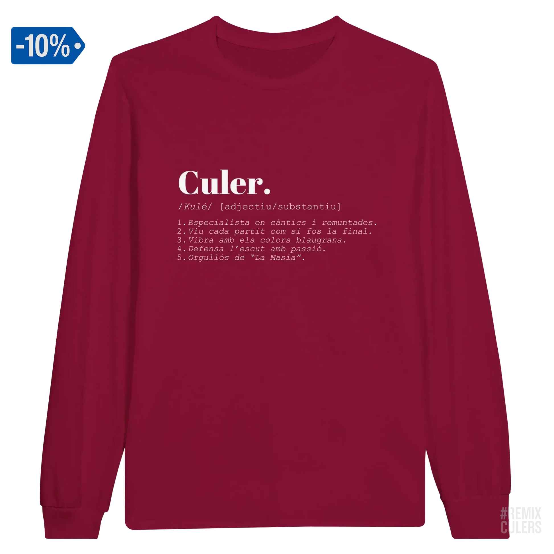 Camiseta larga unisex - DICCIONARIO "CULER" Rosa claro – Print Material Diccionari Culer merch FCB Barça culers blaugrana frases cultura futbol | remixculers