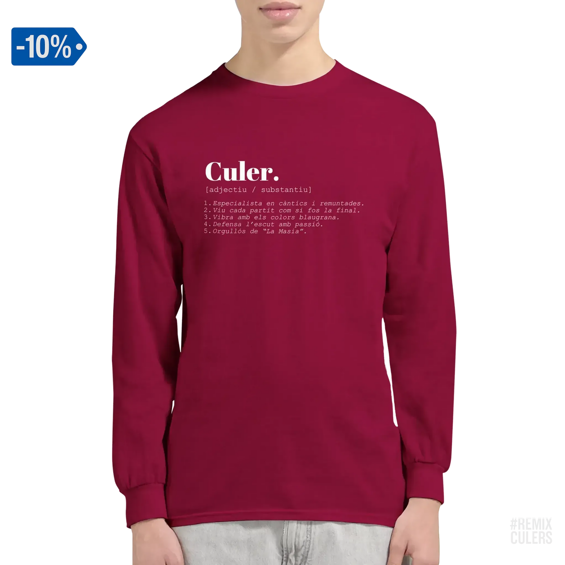 Camiseta larga unisex - DICCIONARIO "CULER" Rosa claro – Print Material Diccionari Culer merch FCB Barça culers blaugrana frases cultura futbol | remixculers