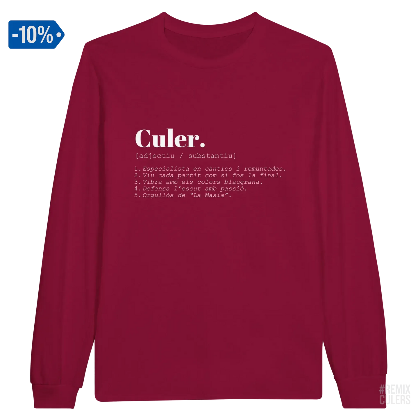 Camiseta larga unisex - DICCIONARIO "CULER" Rosa claro – Print Material Diccionari Culer merch FCB Barça culers blaugrana frases cultura futbol | remixculers