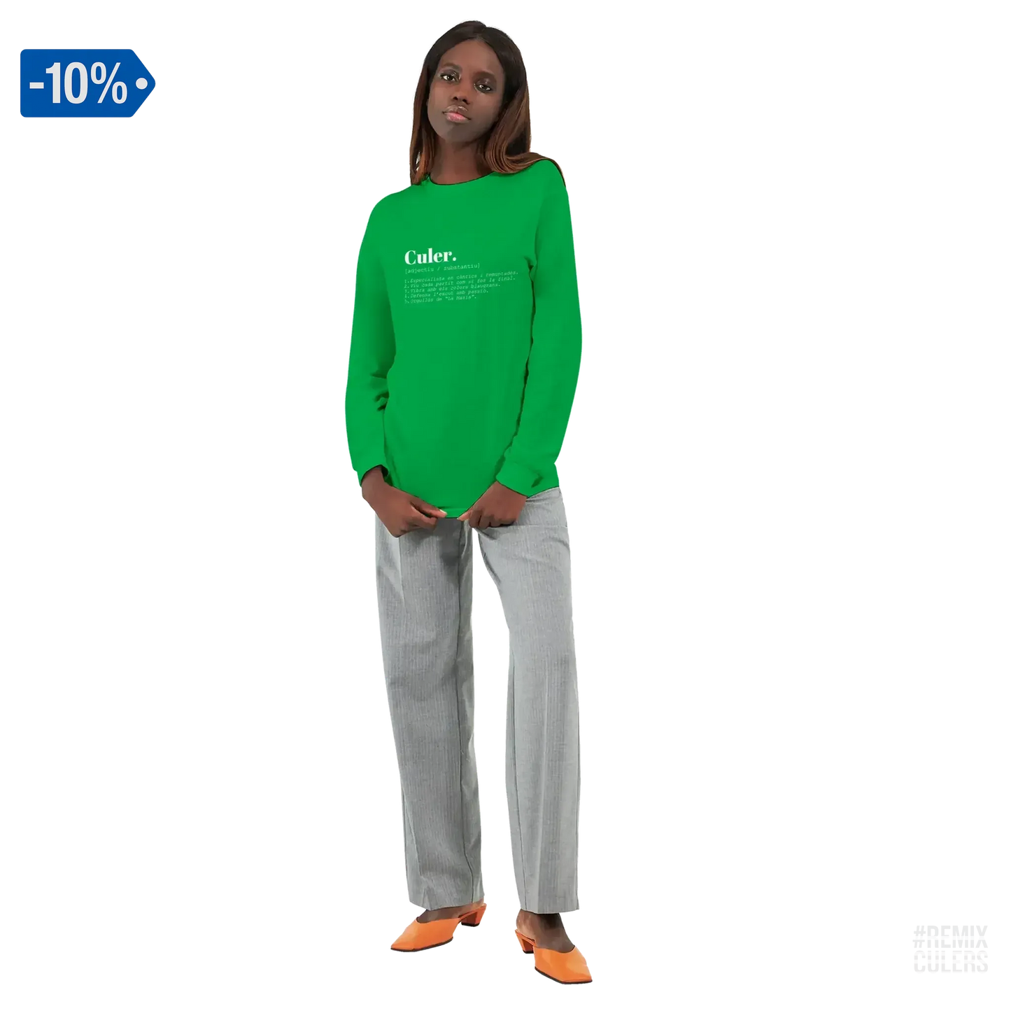 Camiseta larga unisex - DICCIONARIO "CULER" Verde – Print Material Diccionari Culer merch FCB Barça culers blaugrana frases cultura futbol | remixculers