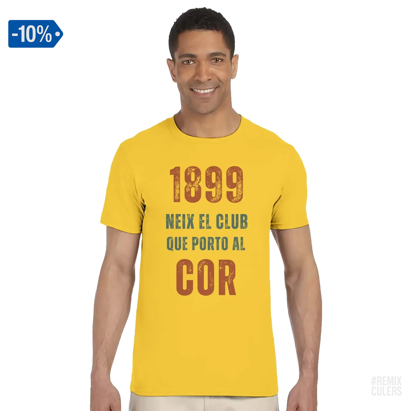 Camiseta unisex - 1899 Amarillo – Print Material 1899 neix el club que porto al cor merch FCB Barça culers blaugrana història fundació orgull identitat futbol | remixculers