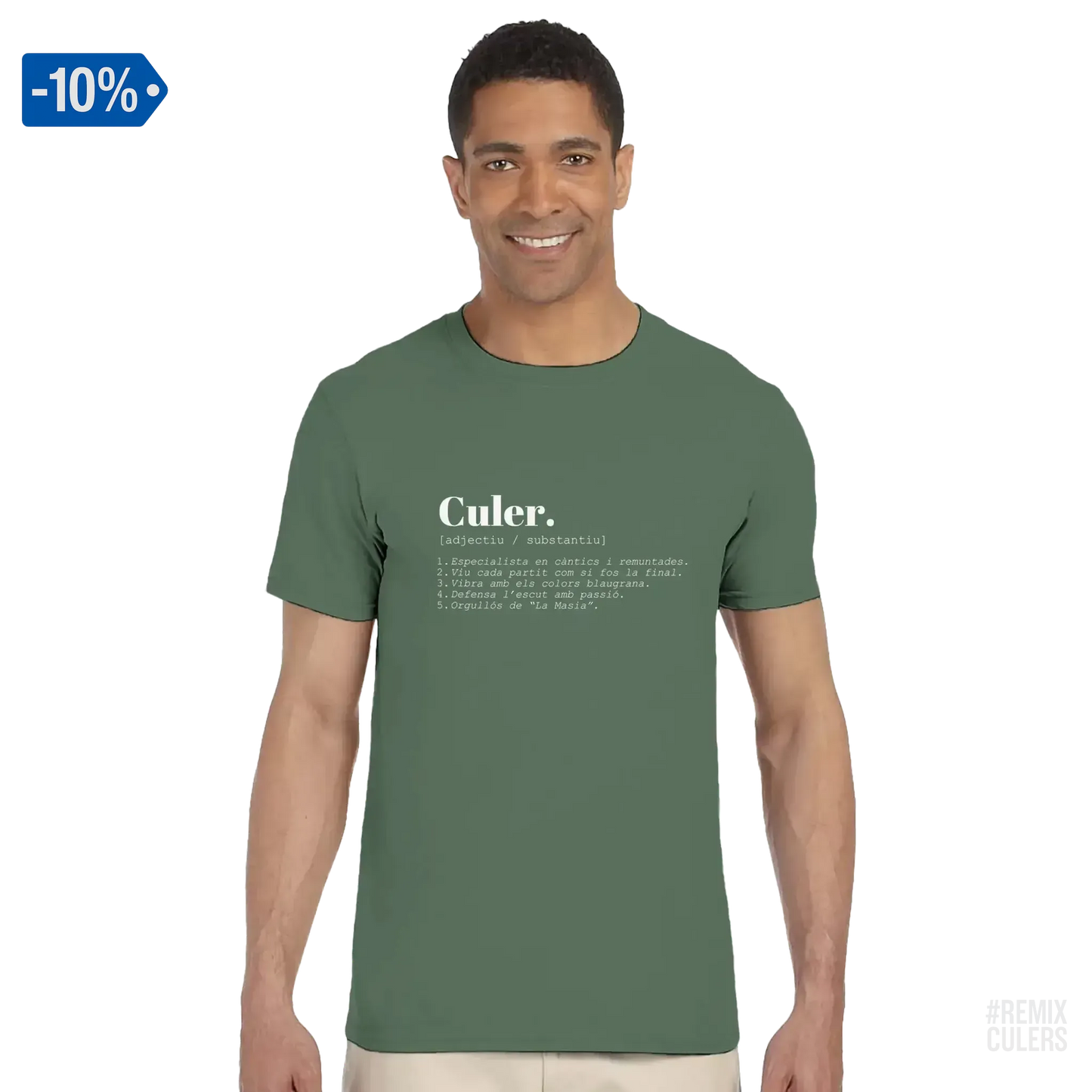 Camiseta unisex - DICCIONARIO "CULER" Verde militar – Print Material Diccionari Culer merch FCB Barça culers blaugrana frases cultura futbol | remixculers