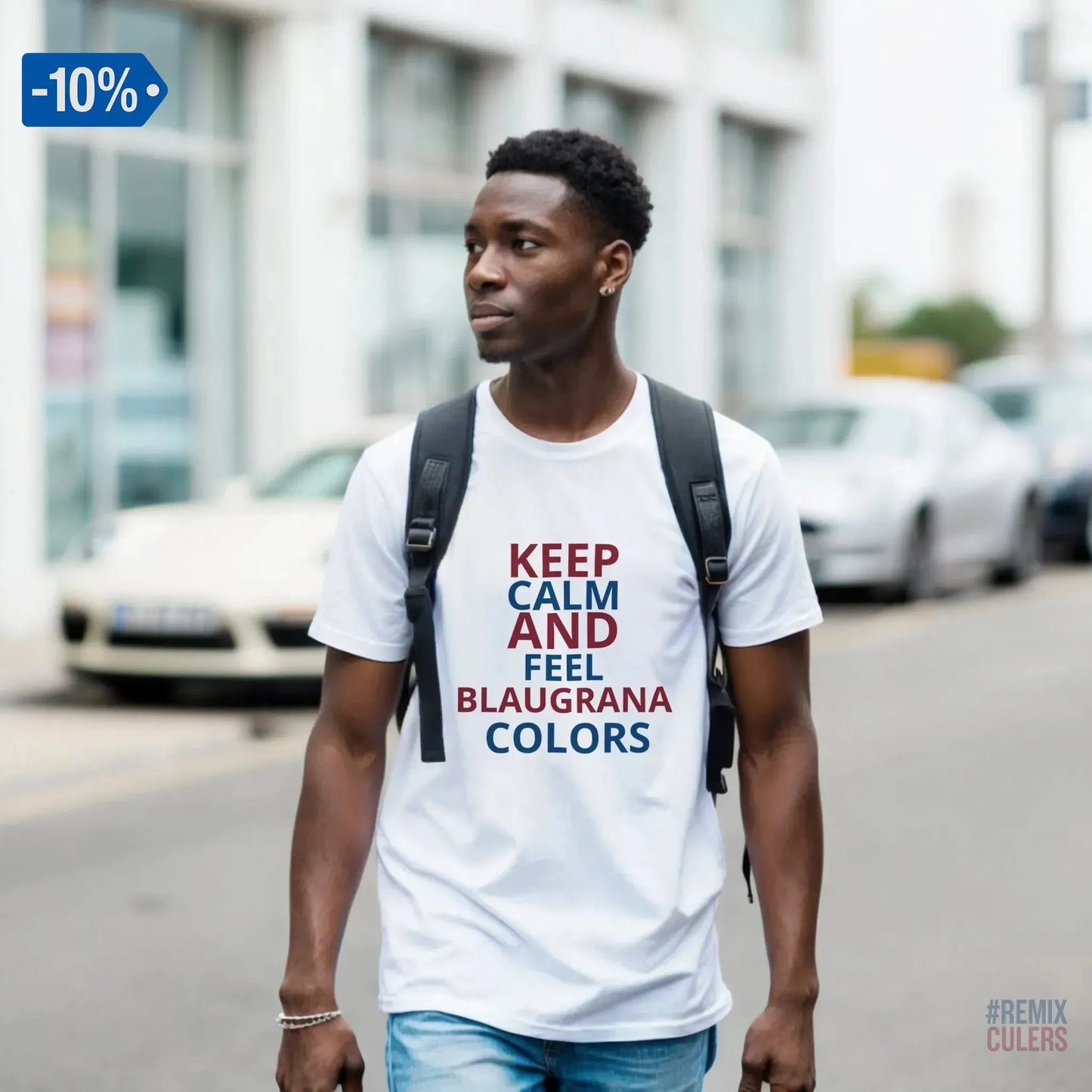 Camiseta unisex - KEEP CALM Blanco – Print Material Keep Calm merch FCB Barça culers blaugrana football fan pride passion | remixculers