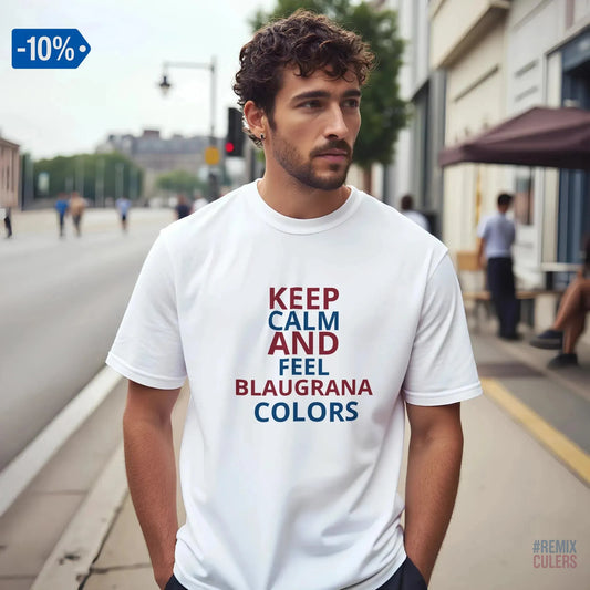 Camiseta unisex - KEEP CALM Blanco – Print Material Keep Calm merch FCB Barça culers blaugrana football fan pride passion | remixculers