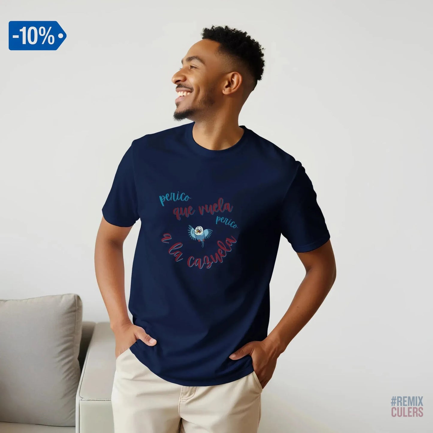 Camiseta unisex - PERICO QUE... Azul marino – Print Material merch FCB Barça culer culers blaugrana español perico rival futbol | remixculers