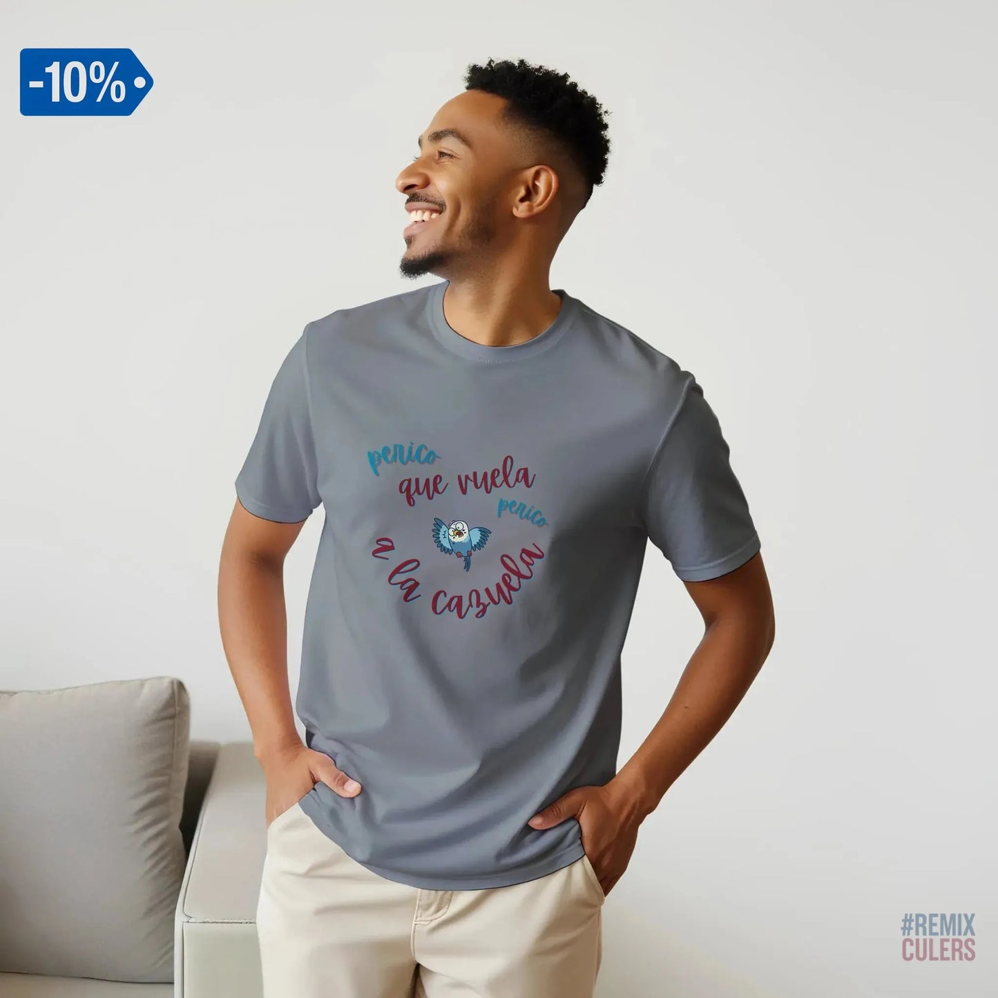 Camiseta unisex - PERICO QUE... Gris – Print Material merch FCB Barça culer culers blaugrana español perico rival futbol | remixculers