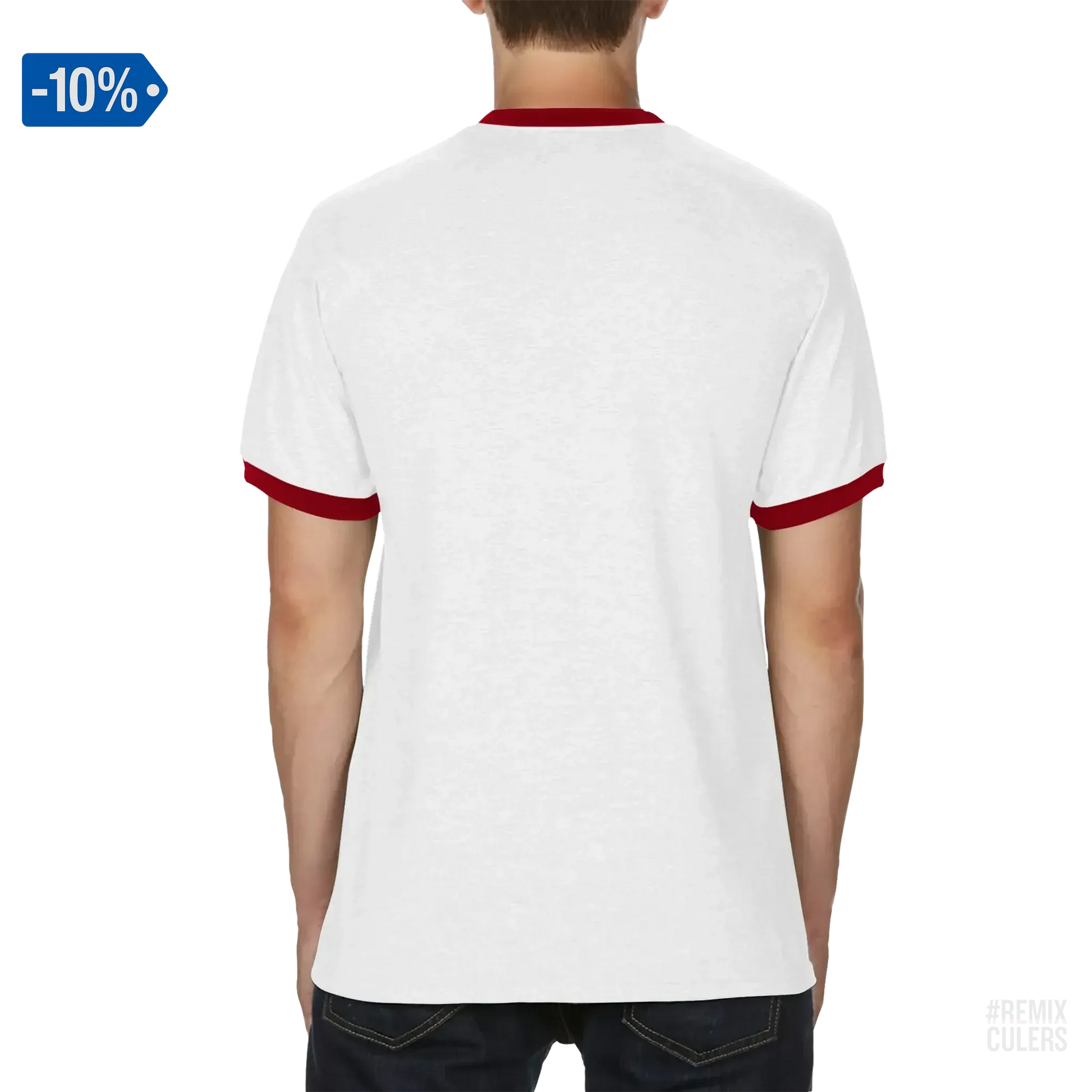 Camiseta unisex Ringer - 1899 Blanco y rojo – Print Material 1899 neix el club que porto al cor merch FCB Barça culers blaugrana història fundació orgull identitat futbol | remixculers