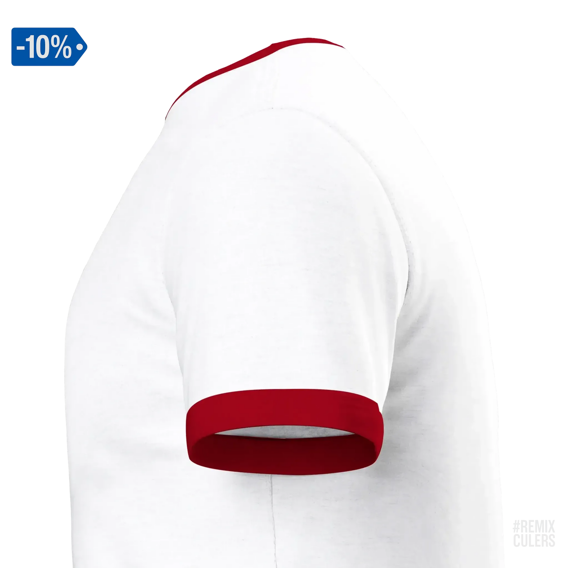 Camiseta unisex Ringer - 1899 Blanco y rojo – Print Material 1899 neix el club que porto al cor merch FCB Barça culers blaugrana història fundació orgull identitat futbol | remixculers