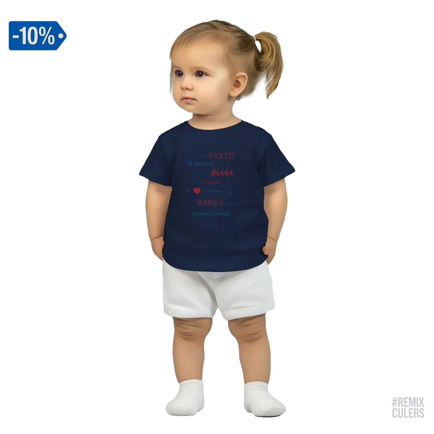 Print Material Camiseta bebé - UN DIA DE PARTIT – càntic del Barça blaugrana FCB per aficionats culers – color Azul marino – remixculers