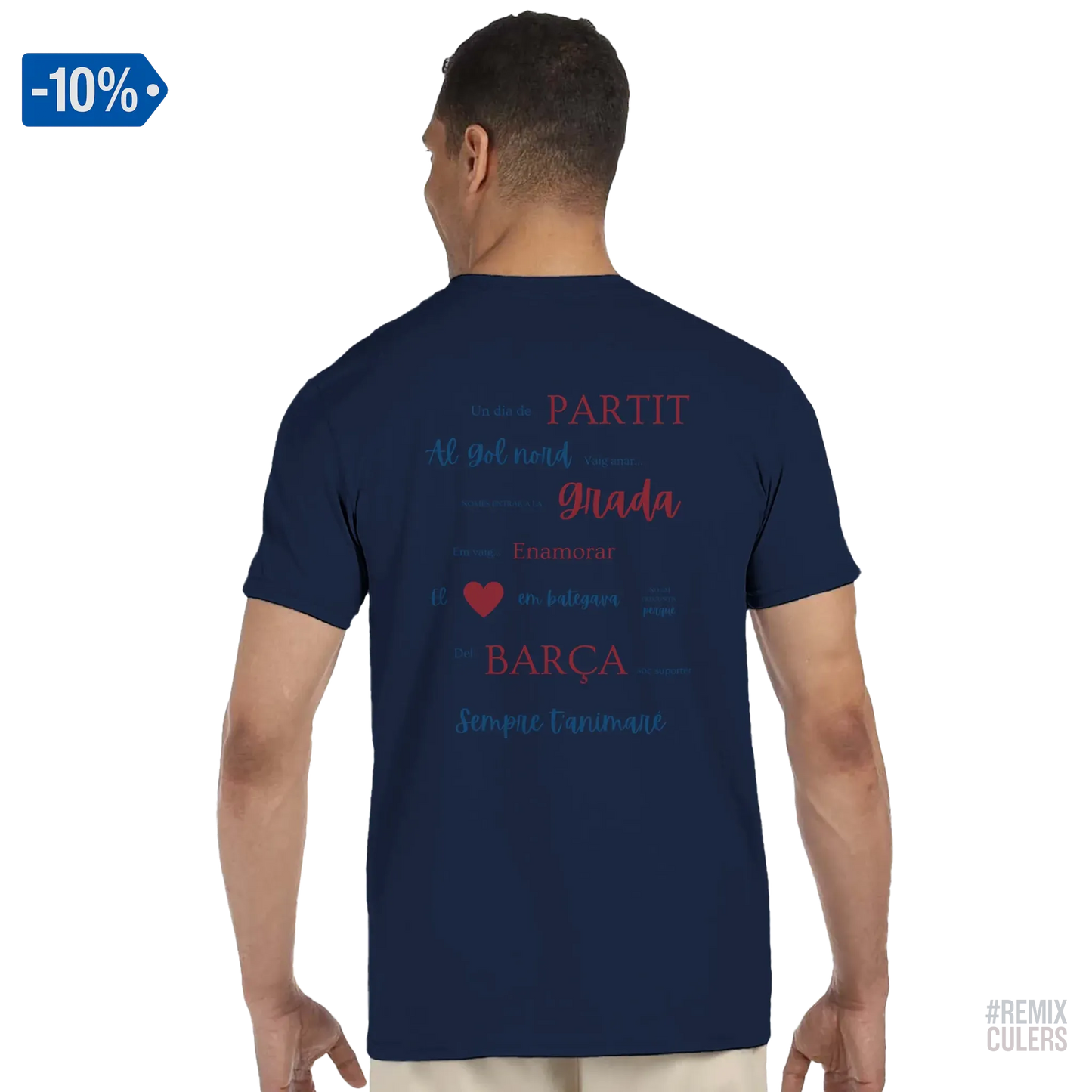 Print Material Camiseta unisex - UN DIA DE PARTIT – càntic del Barça blaugrana FCB per aficionats culers – color Azul marino – remixculers