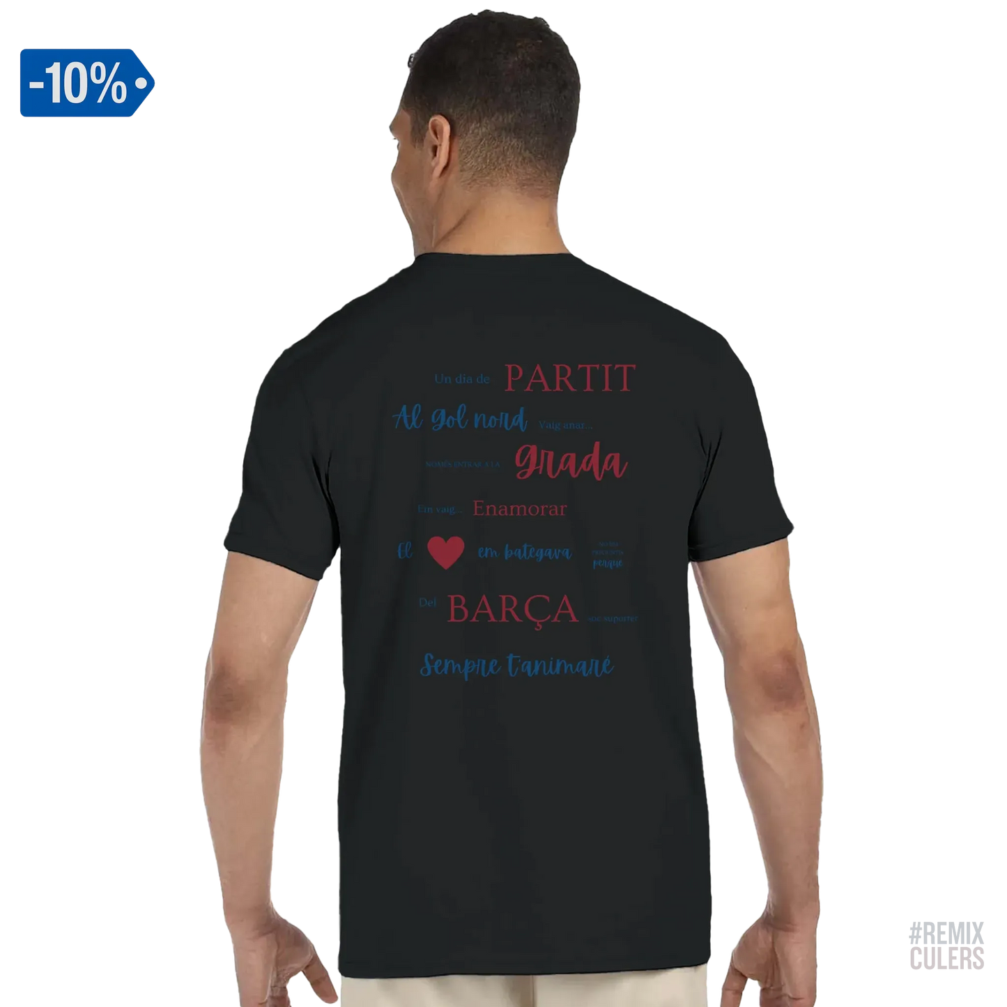 Print Material Camiseta unisex - UN DIA DE PARTIT – càntic del Barça blaugrana FCB per aficionats culers – color Negro – remixculers