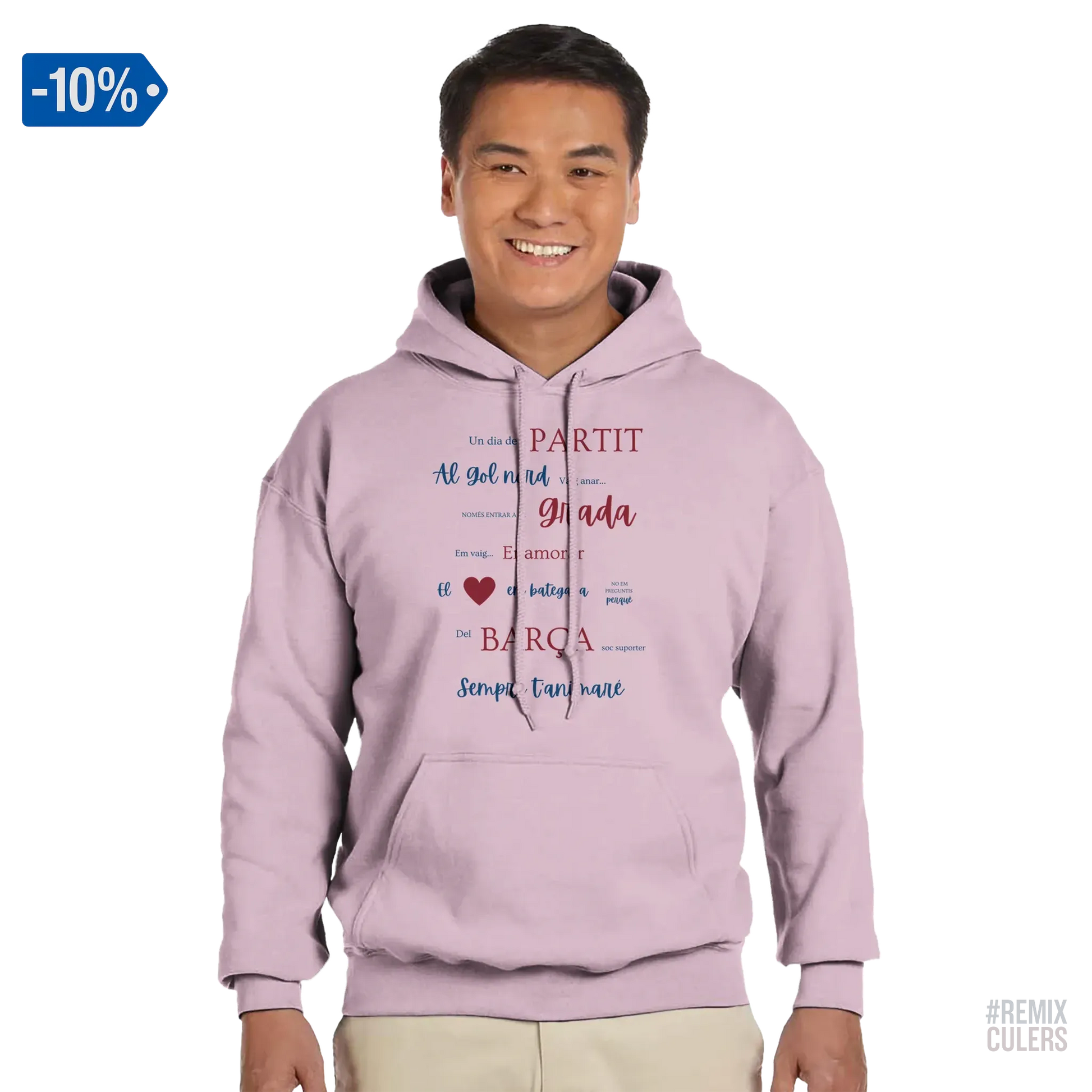 Print Material Sudadera con capucha unisex - UN DIA DE PARTIT – càntic del Barça blaugrana FCB per aficionats culers – color Blanco – remixculers