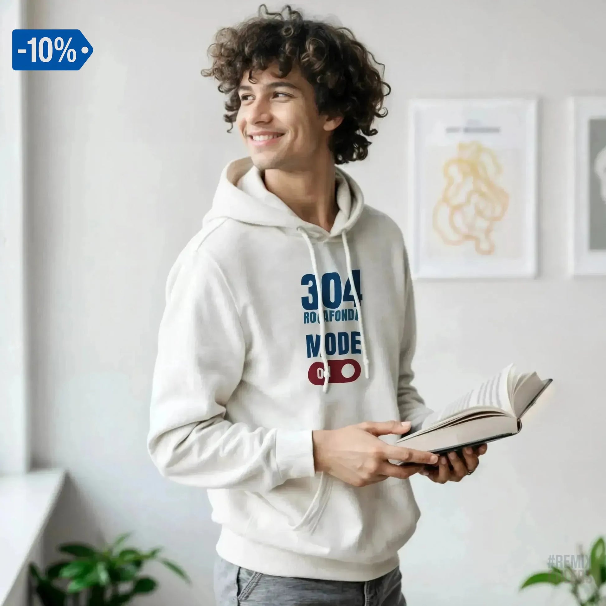 Sudadera con capucha unisex - 304 ROCAFONDA Blanco – Print Material Rocafonda Power 304 merch FCB Barça culers blaugrana Lamine Yamal Masia barri Mataró futbol | remixculers