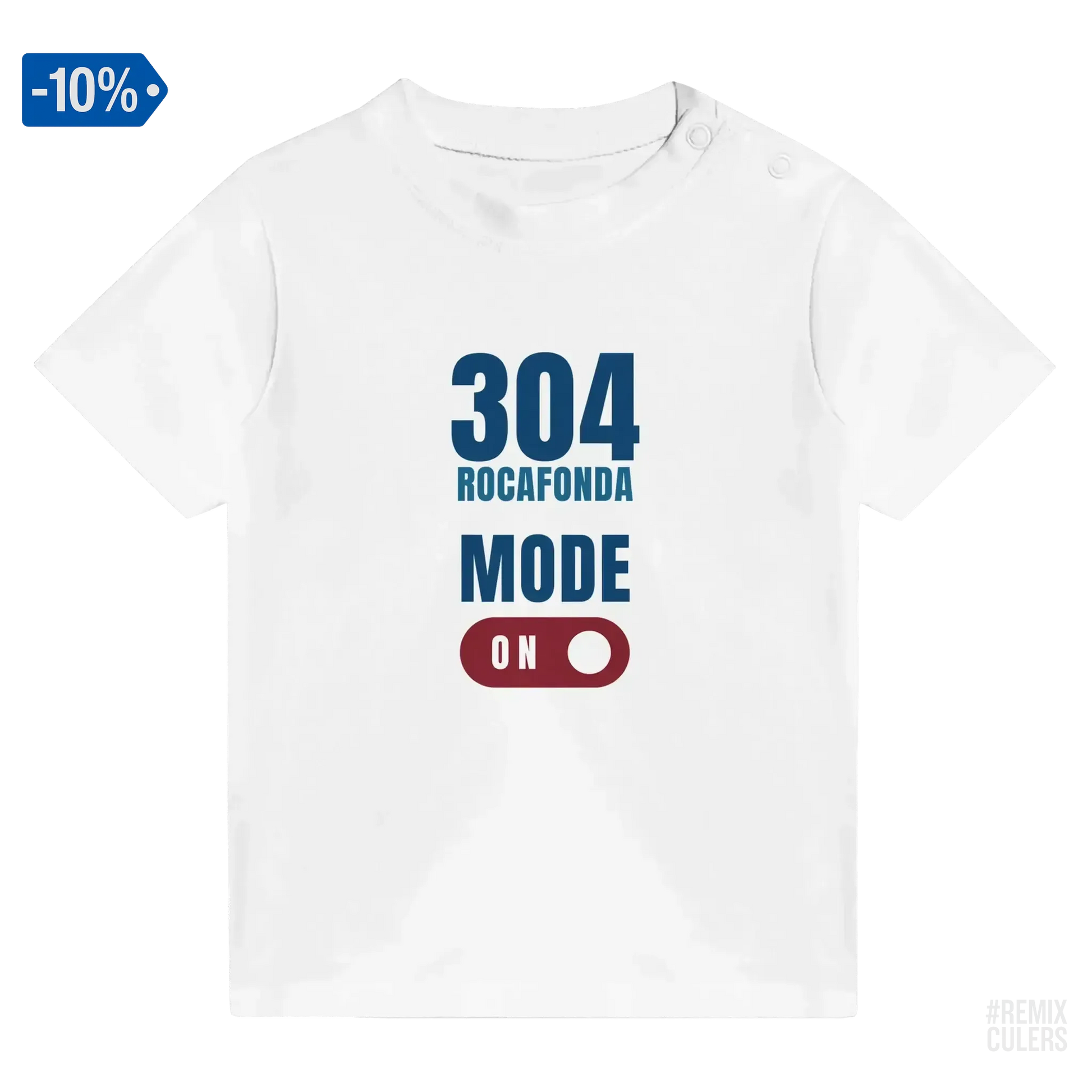 Camiseta bebé - 304 ROCAFONDA Blanco – Print Material Rocafonda Power 304 merch FCB Barça culers blaugrana Lamine Yamal Masia barri Mataró futbol | remixculers