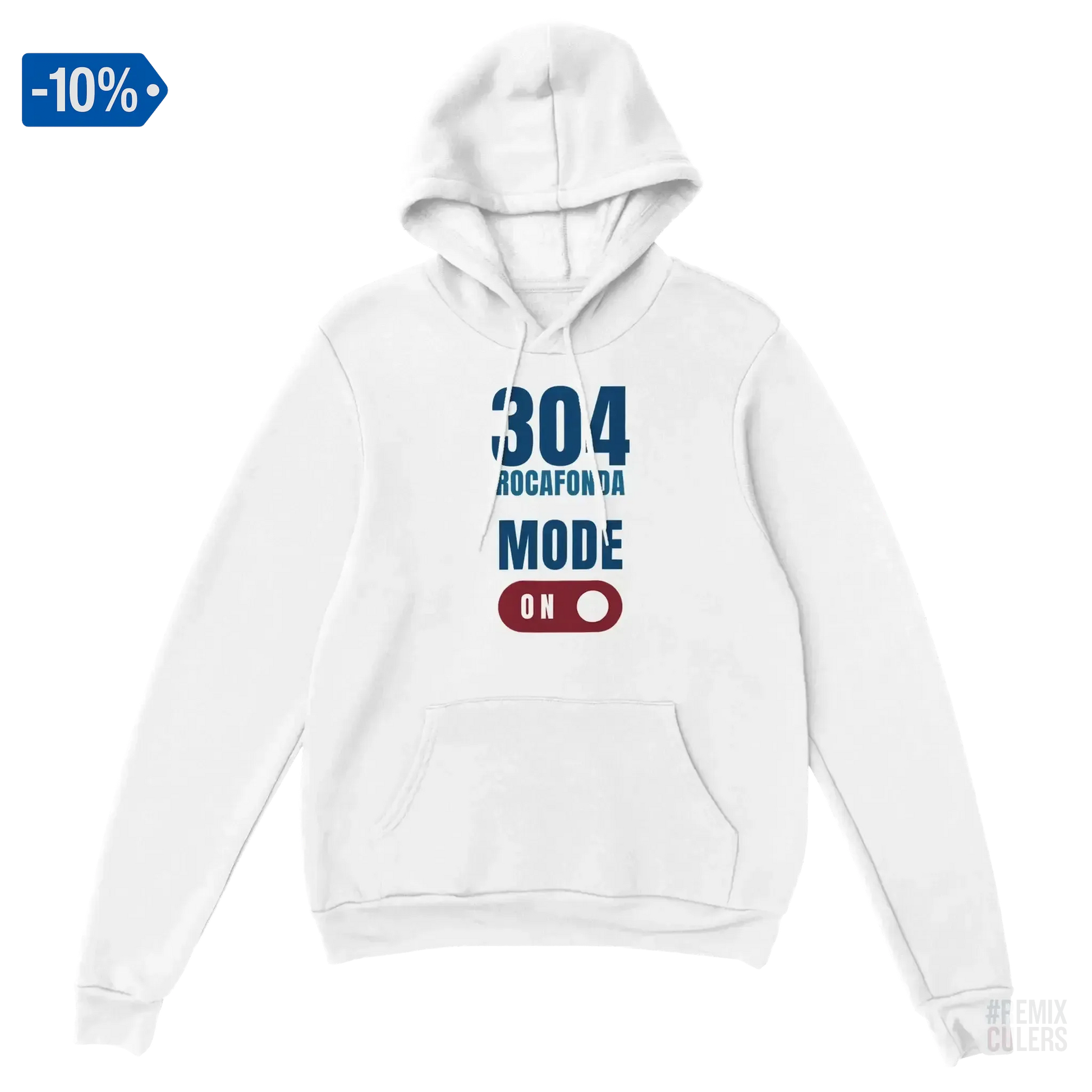 Sudadera con capucha unisex - 304 ROCAFONDA Blanco – Print Material Rocafonda Power 304 merch FCB Barça culers blaugrana Lamine Yamal Masia barri Mataró futbol | remixculers
