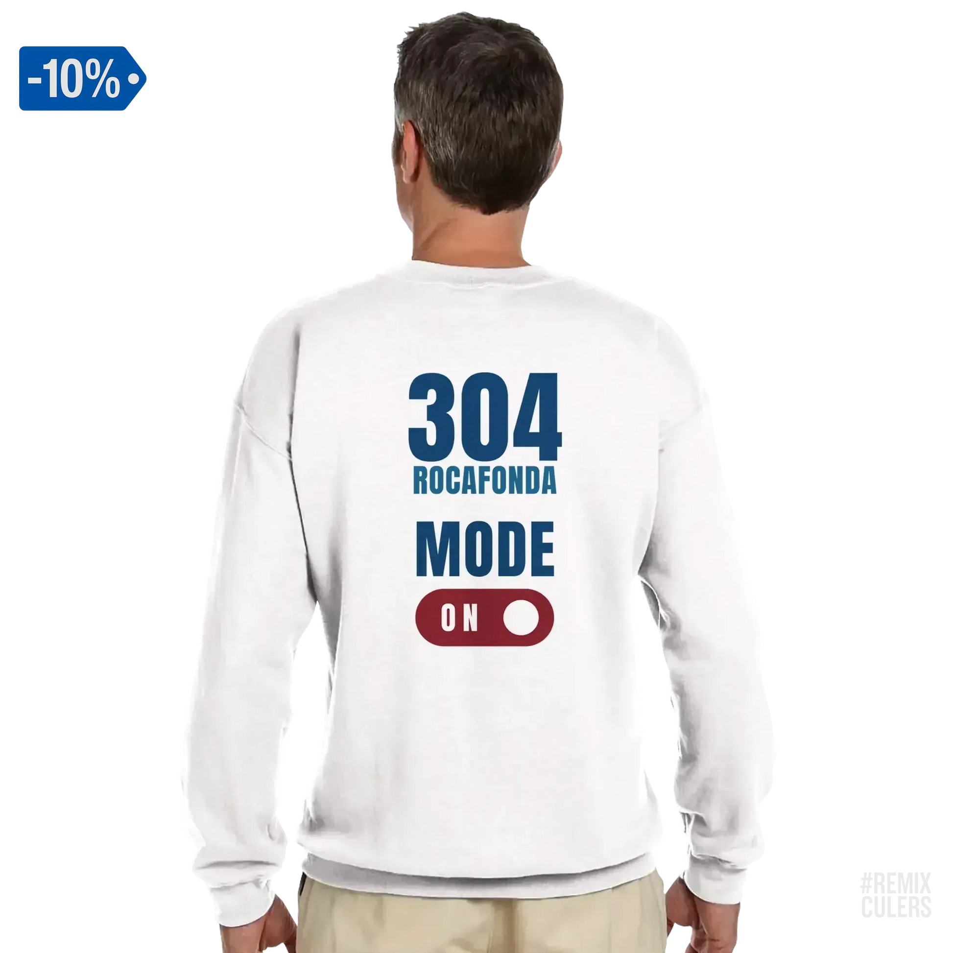 Sudadera unisex - 304 ROCAFONDA Blanco – Print Material Rocafonda Power 304 merch FCB Barça culers blaugrana Lamine Yamal Masia barri Mataró futbol | remixculers
