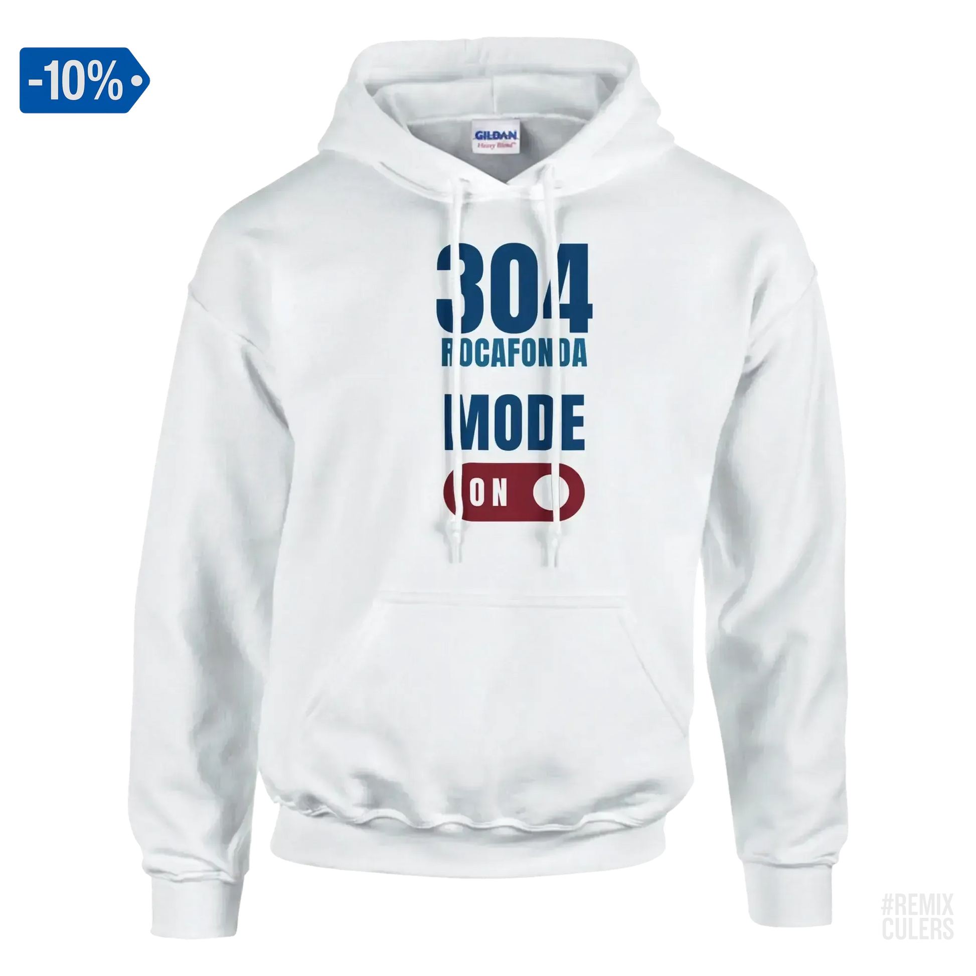Sudadera con capucha unisex - 304 ROCAFONDA Blanco – Print Material Rocafonda Power 304 merch FCB Barça culers blaugrana Lamine Yamal Masia barri Mataró futbol | remixculers
