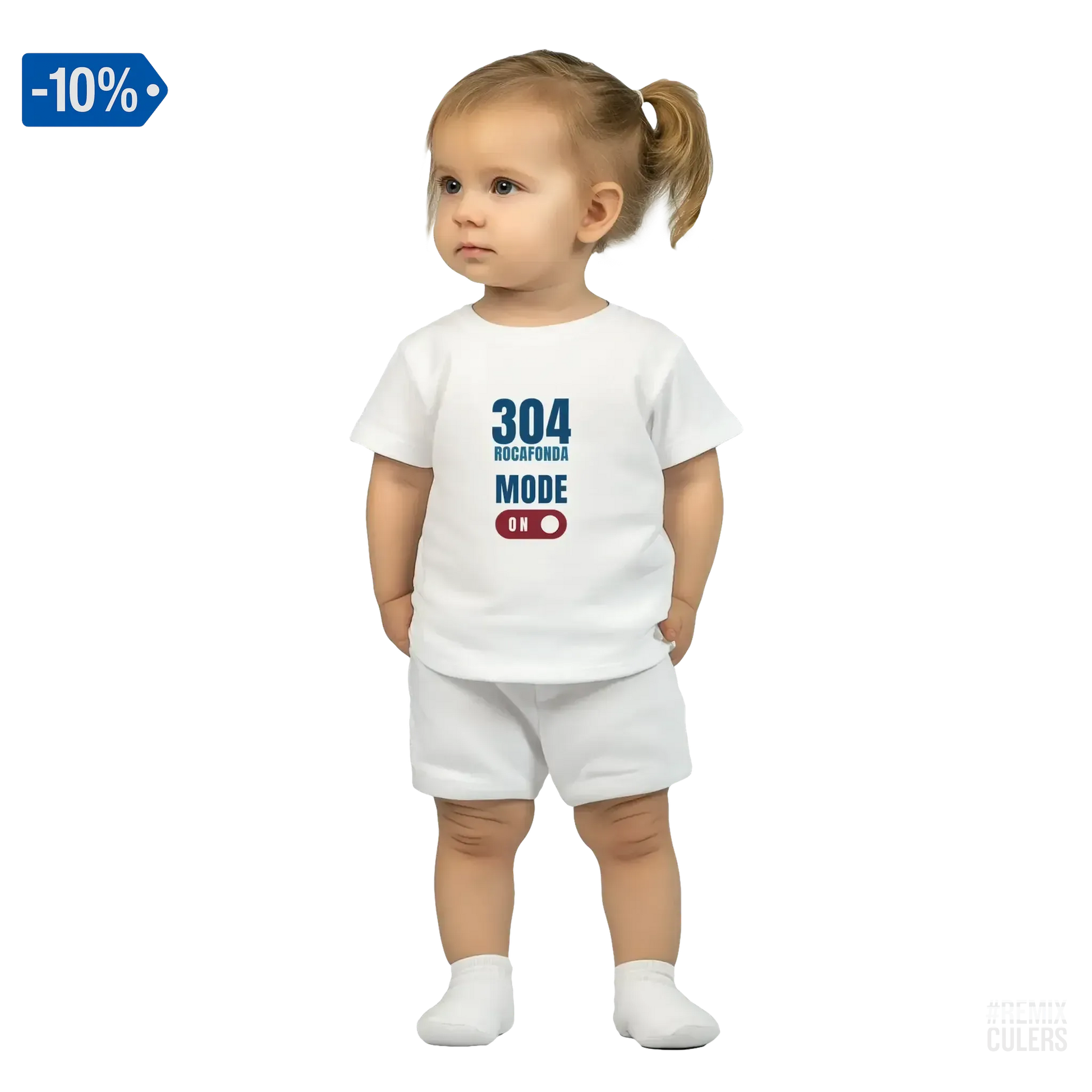 Camiseta bebé - 304 ROCAFONDA Blanco – Print Material Rocafonda Power 304 merch FCB Barça culers blaugrana Lamine Yamal Masia barri Mataró futbol | remixculers