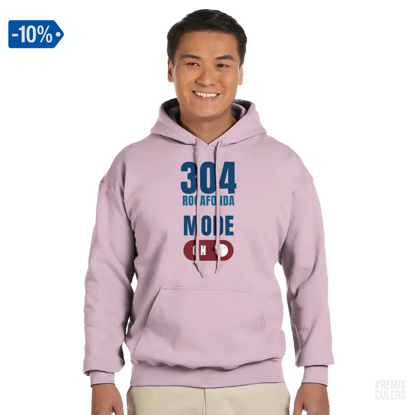 Sudadera con capucha unisex - 304 ROCAFONDA Rosa claro – Print Material Rocafonda Power 304 merch FCB Barça culers blaugrana Lamine Yamal Masia barri Mataró futbol | remixculers