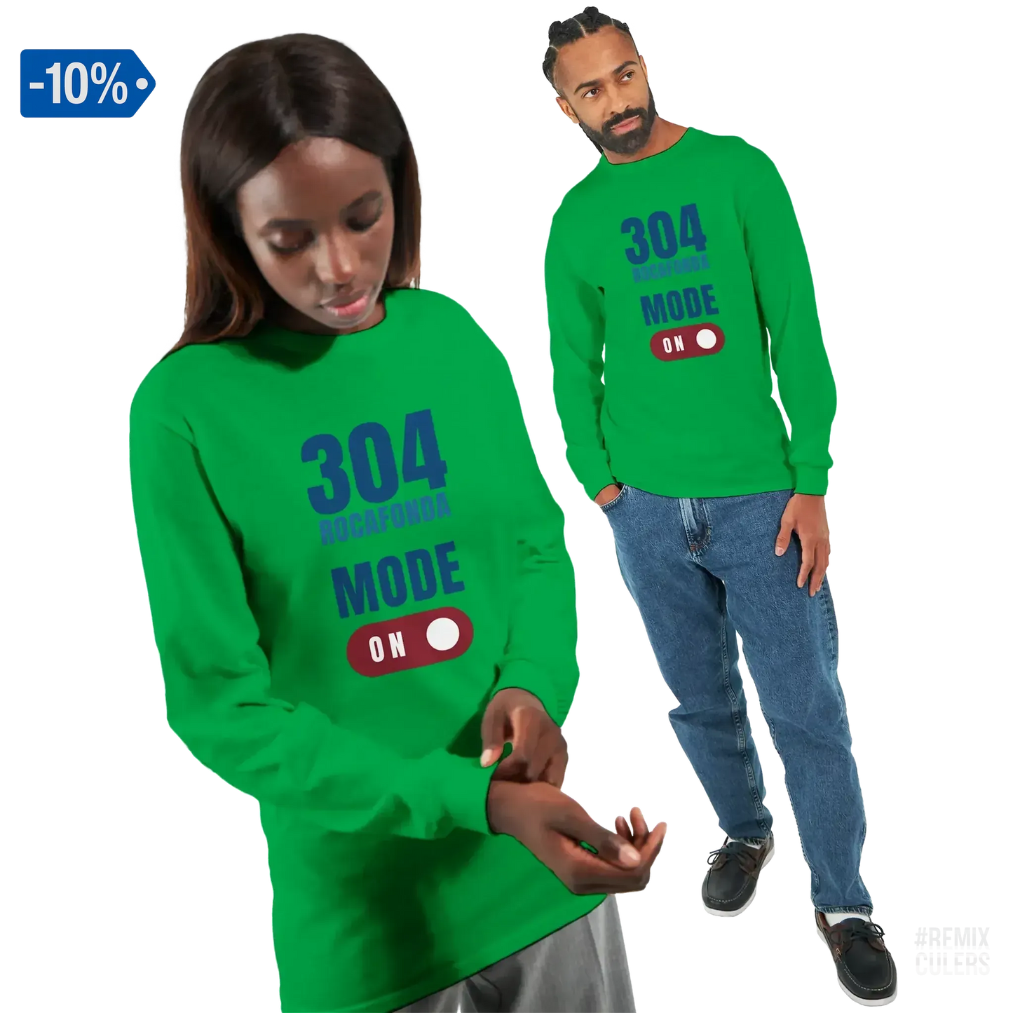 Camiseta de manga larga unisex - 304 ROCAFONDA Verde – Print Material Rocafonda Power 304 merch FCB Barça culers blaugrana Lamine Yamal Masia barri Mataró futbol | remixculers
