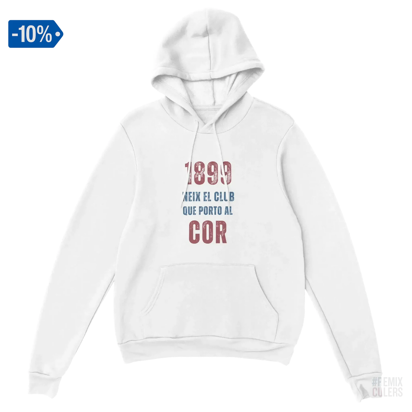 Sudadera con capucha unisex - 1899 Blanco – Print Material 1899 neix el club que porto al cor merch FCB Barça culers blaugrana història fundació orgull identitat futbol | remixculers