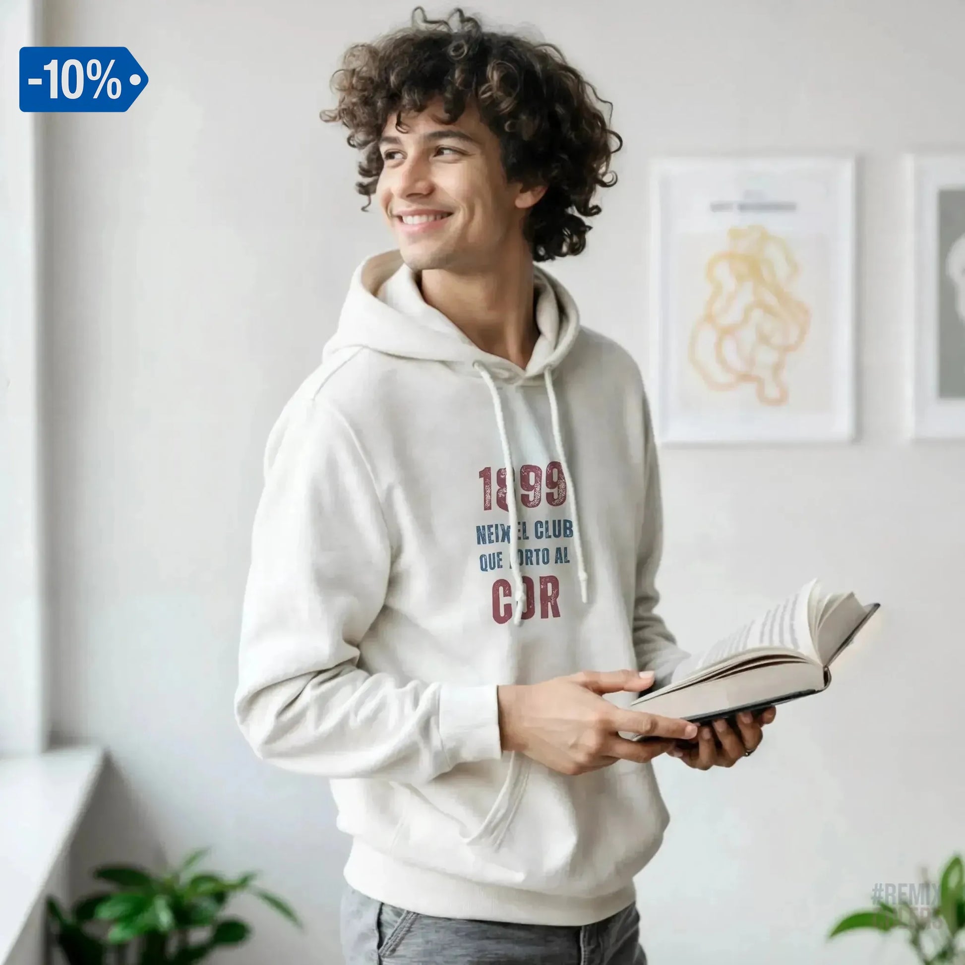 Sudadera con capucha unisex - 1899 Blanco – Print Material 1899 neix el club que porto al cor merch FCB Barça culers blaugrana història fundació orgull identitat futbol | remixculers