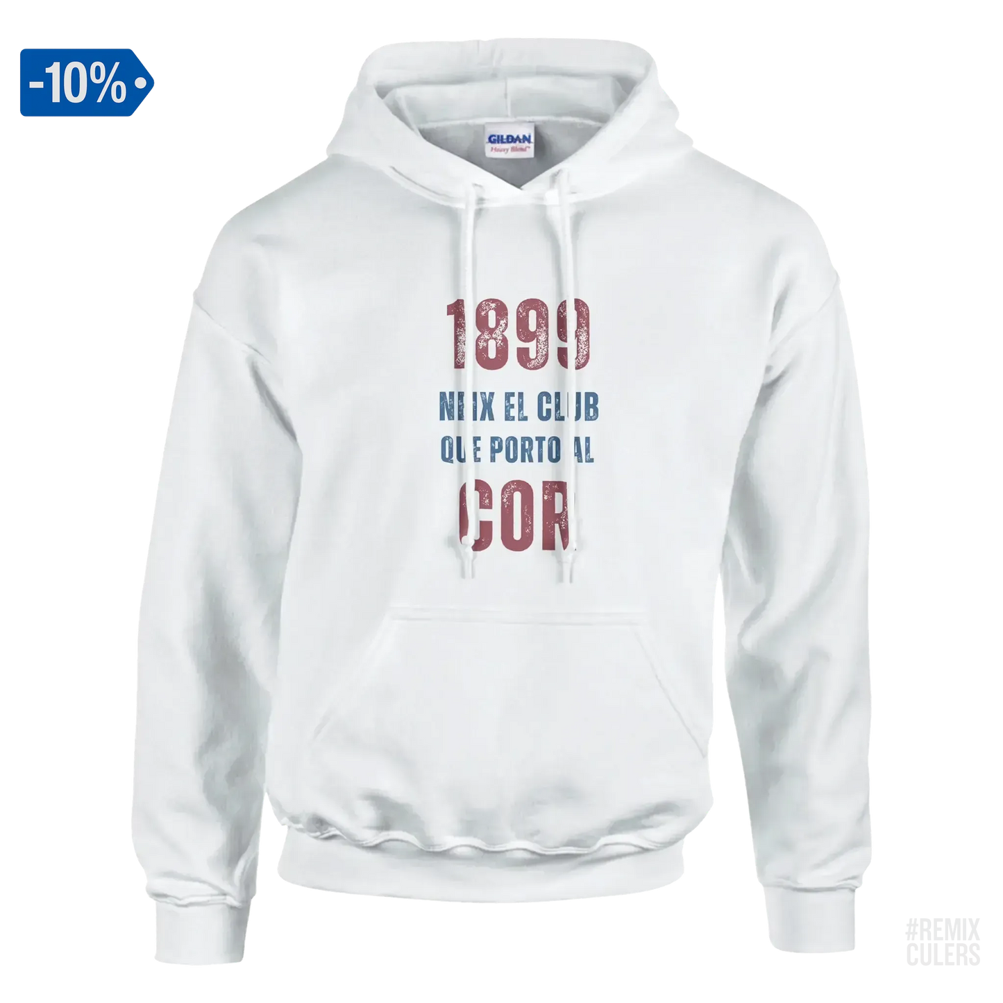 Sudadera con capucha unisex - 1899 Blanco – Print Material 1899 neix el club que porto al cor merch FCB Barça culers blaugrana història fundació orgull identitat futbol | remixculers