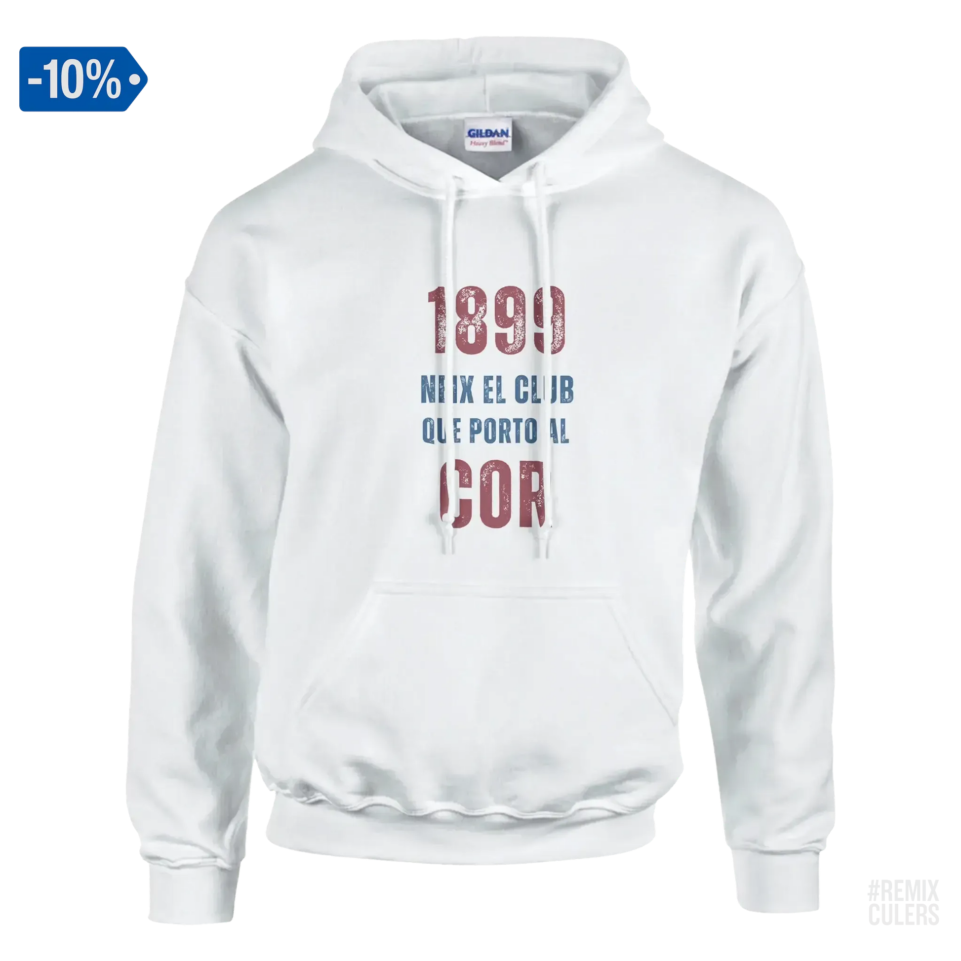 Sudadera con capucha unisex - 1899 Blanco – Print Material 1899 neix el club que porto al cor merch FCB Barça culers blaugrana història fundació orgull identitat futbol | remixculers