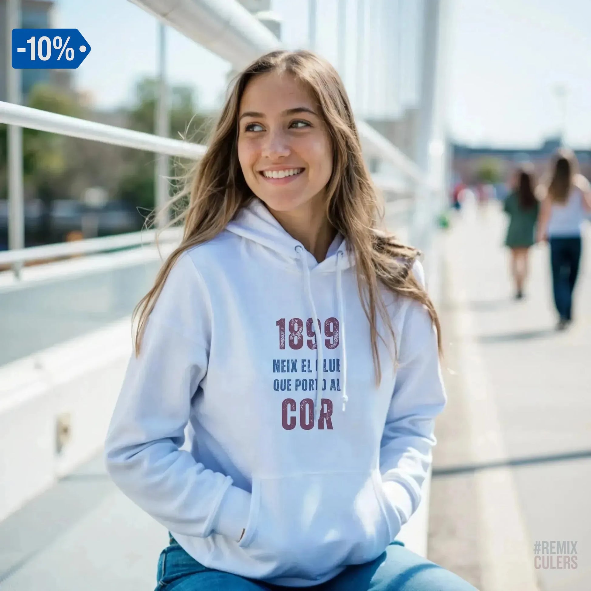 Sudadera con capucha unisex - 1899 Blanco – Print Material 1899 neix el club que porto al cor merch FCB Barça culers blaugrana història fundació orgull identitat futbol | remixculers