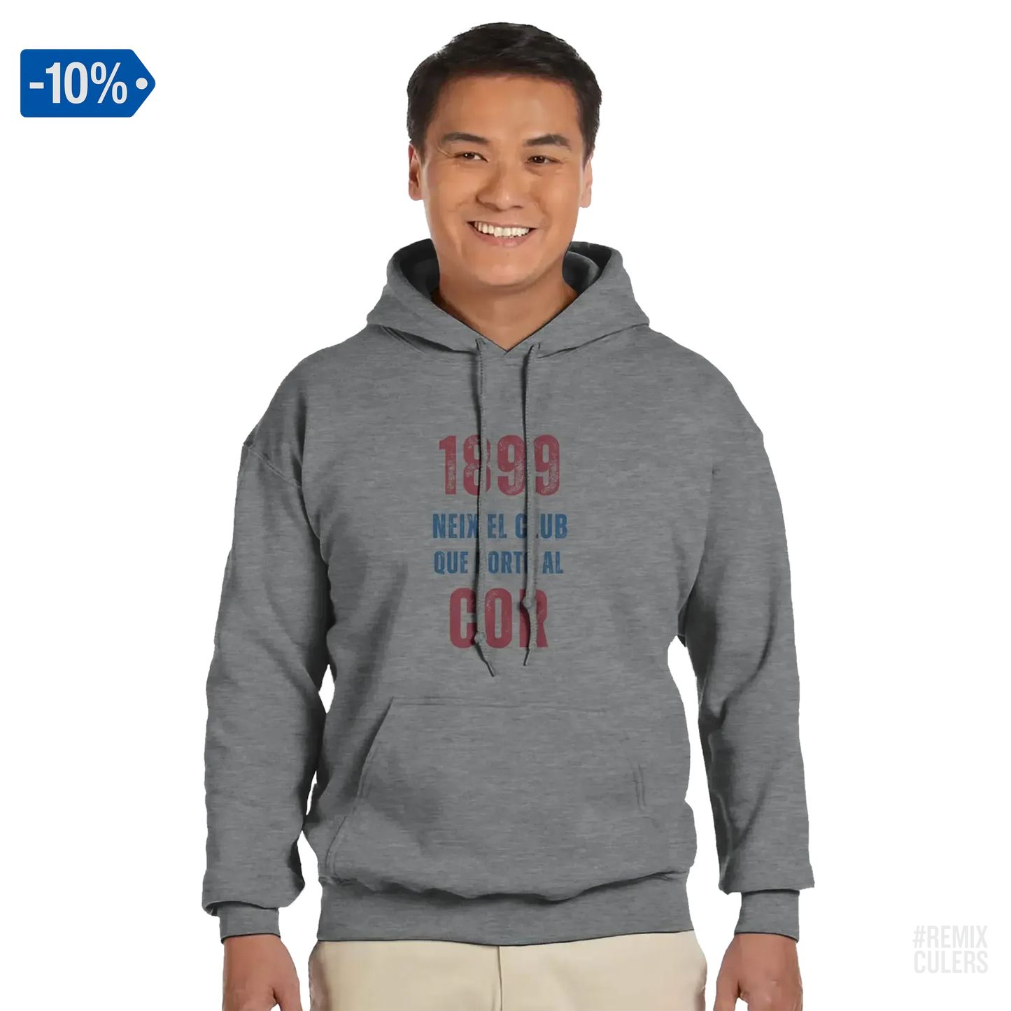 Sudadera con capucha unisex - 1899 Gris – Print Material 1899 neix el club que porto al cor merch FCB Barça culers blaugrana història fundació orgull identitat futbol | remixculers