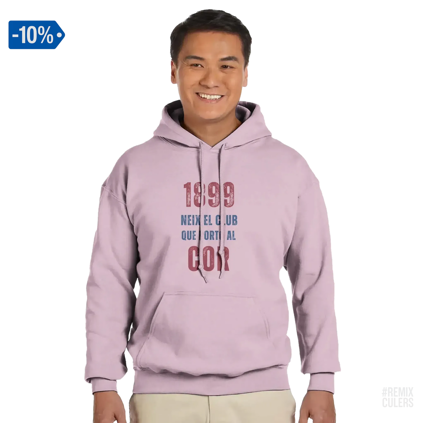 Sudadera con capucha unisex - 1899 Rosa claro – Print Material 1899 neix el club que porto al cor merch FCB Barça culers blaugrana història fundació orgull identitat futbol | remixculers