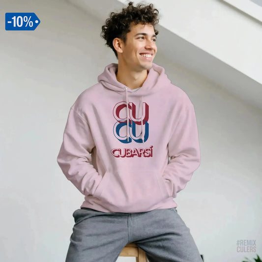 Sudadera con capucha unisex - CUCU CUBARSÍ Rosa claro – Print Material Cu-Cu Cubarsí merch Pau Cubarsí FCB Barça culers blaugrana Masia joven promesa defensa futbol | remixculers