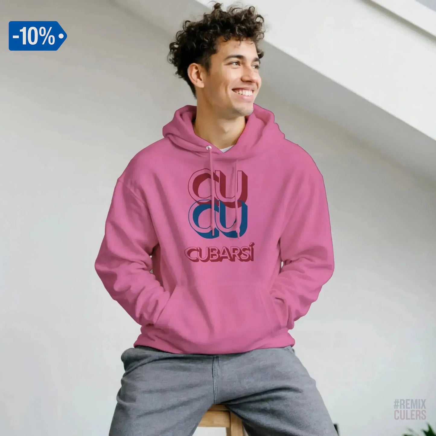 Sudadera con capucha unisex - CUCU CUBARSÍ Rosa – Print Material Cu-Cu Cubarsí merch Pau Cubarsí FCB Barça culers blaugrana Masia joven promesa defensa futbol | remixculers