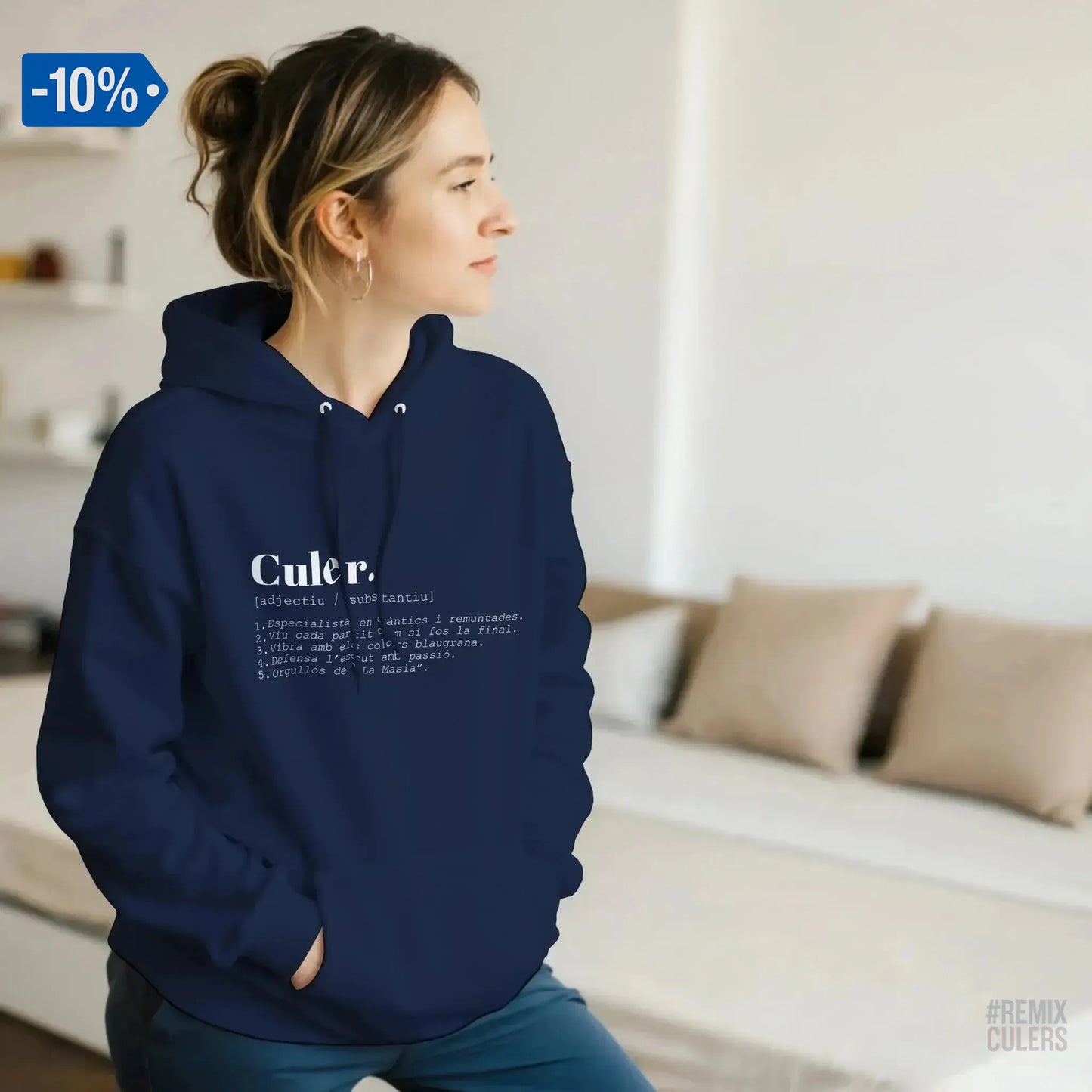 Sudadera con capucha unisex - DICCIONARIO "CULER" Azul marino – Print Material Diccionari Culer merch FCB Barça culers blaugrana frases cultura futbol | remixculers
