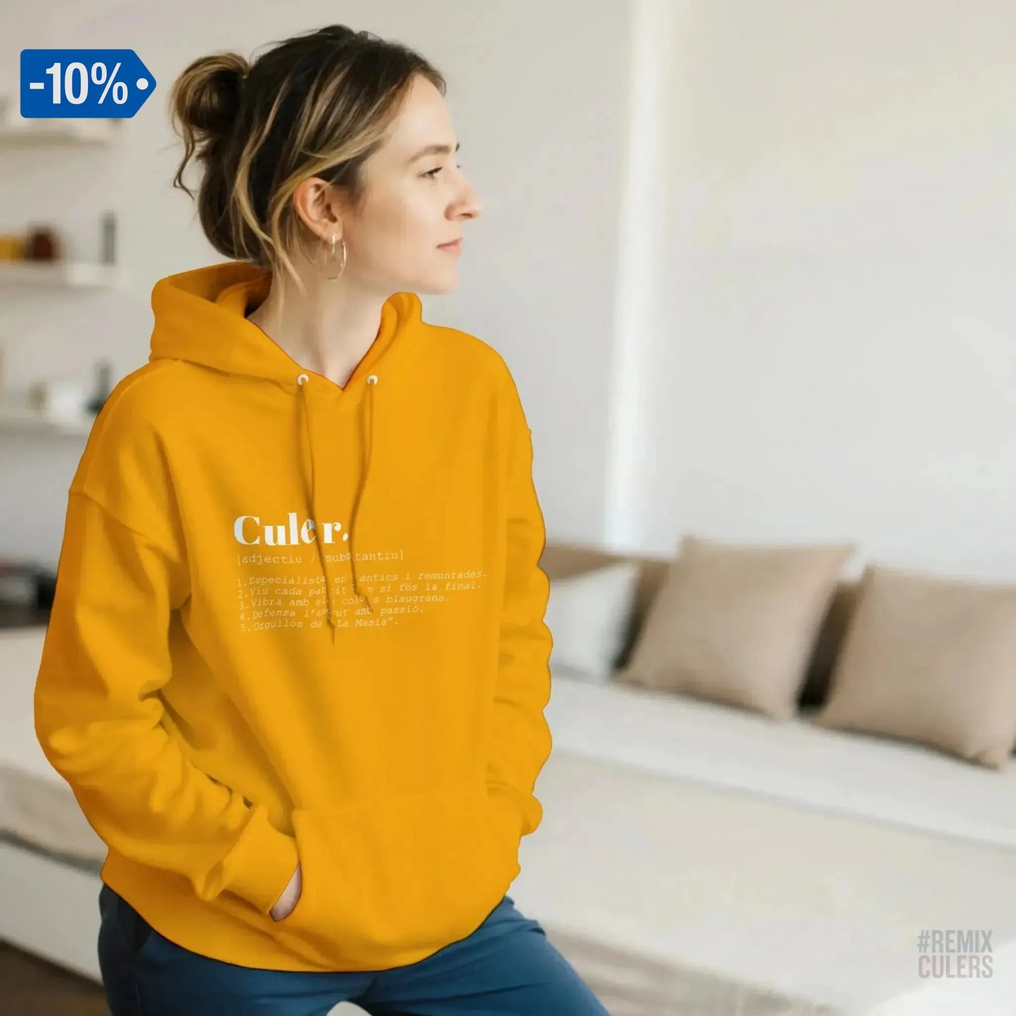 Sudadera con capucha unisex - DICCIONARIO "CULER" Oro – Print Material Diccionari Culer merch FCB Barça culers blaugrana frases cultura futbol | remixculers