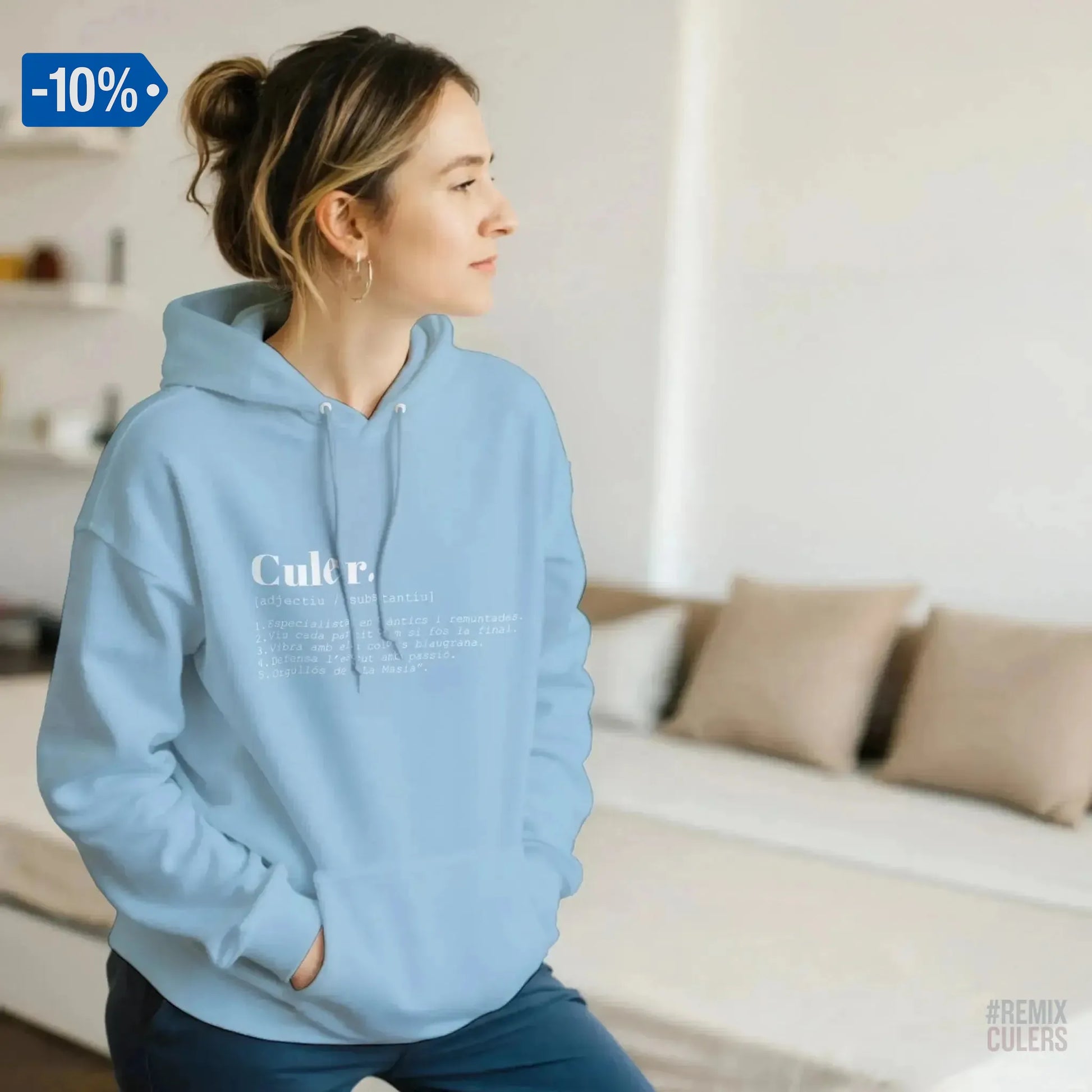 Sudadera con capucha unisex - DICCIONARIO "CULER" Rosa claro – Print Material Diccionari Culer merch FCB Barça culers blaugrana frases cultura futbol | remixculers
